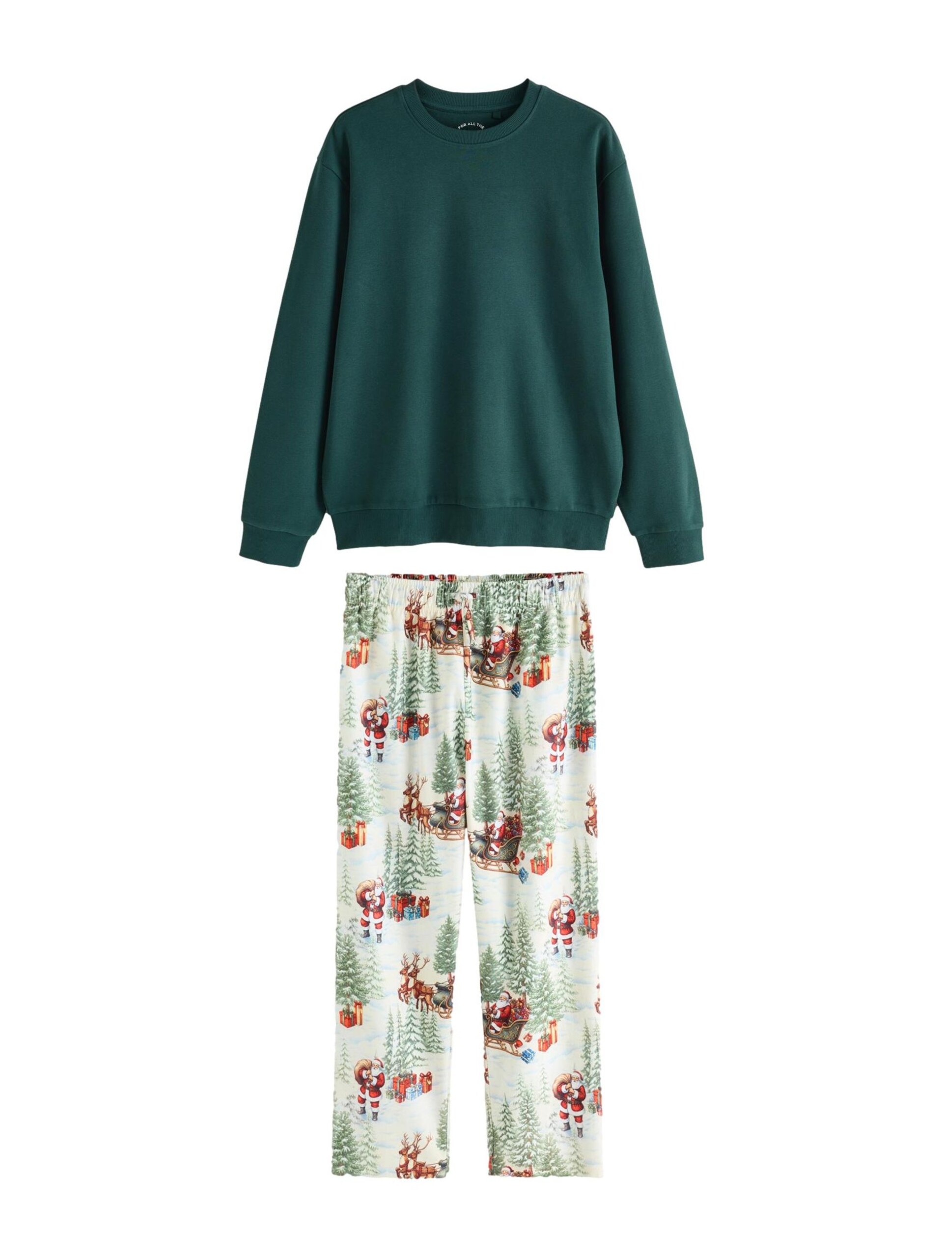 Next Pyjamas lång kräm / gul / mörkgrön herr
