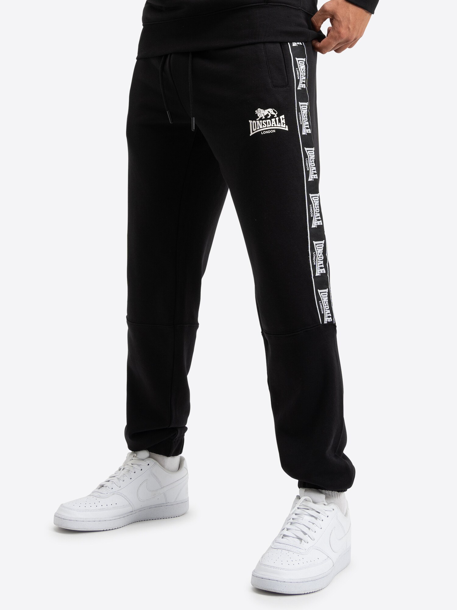 LONSDALE Sportnadrágok 'Grutness'  fekete / fehér termék 2. képe