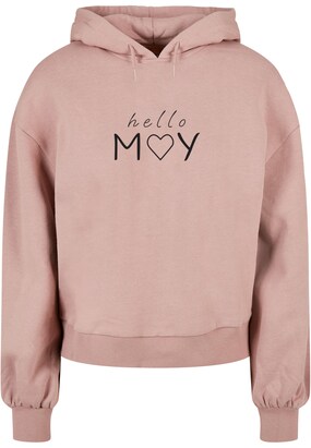 Merchcode Sweatshirt ‘Spring – Hello may’ Rosé / Zwart