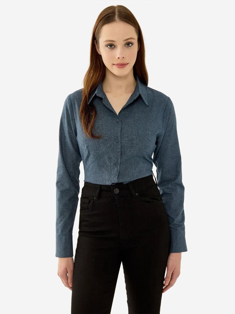 Hiccup Bluse Damen Größe XXS taubenblau / dunkelblau