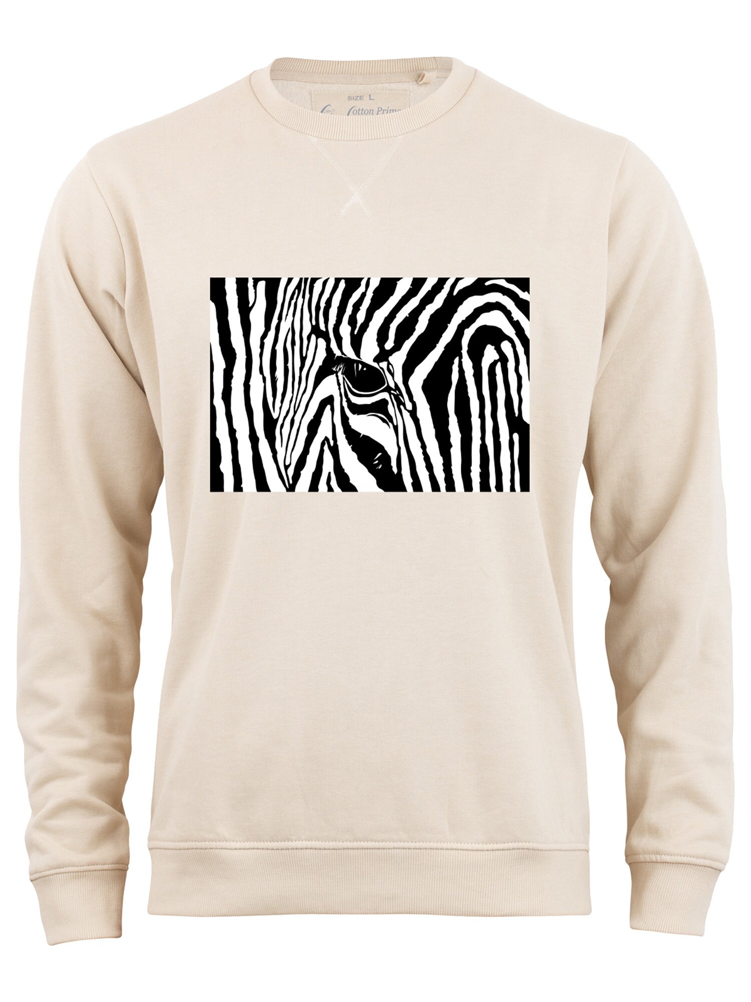 Cotton Prime Sudadera 'Black & White Zebra Eye' beige / negro / blanco