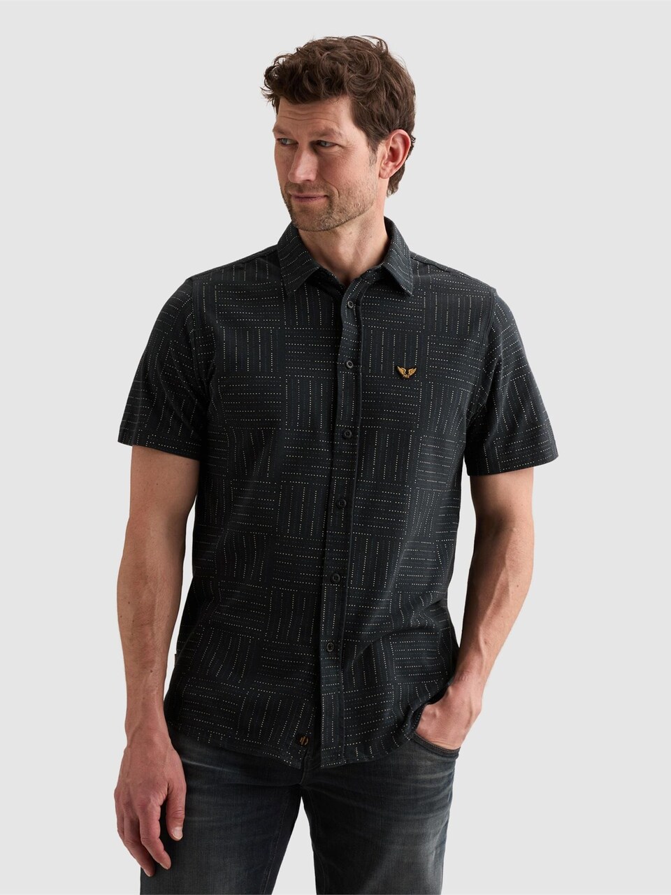Skjorta 'Shirt with allover print and short sleeves'