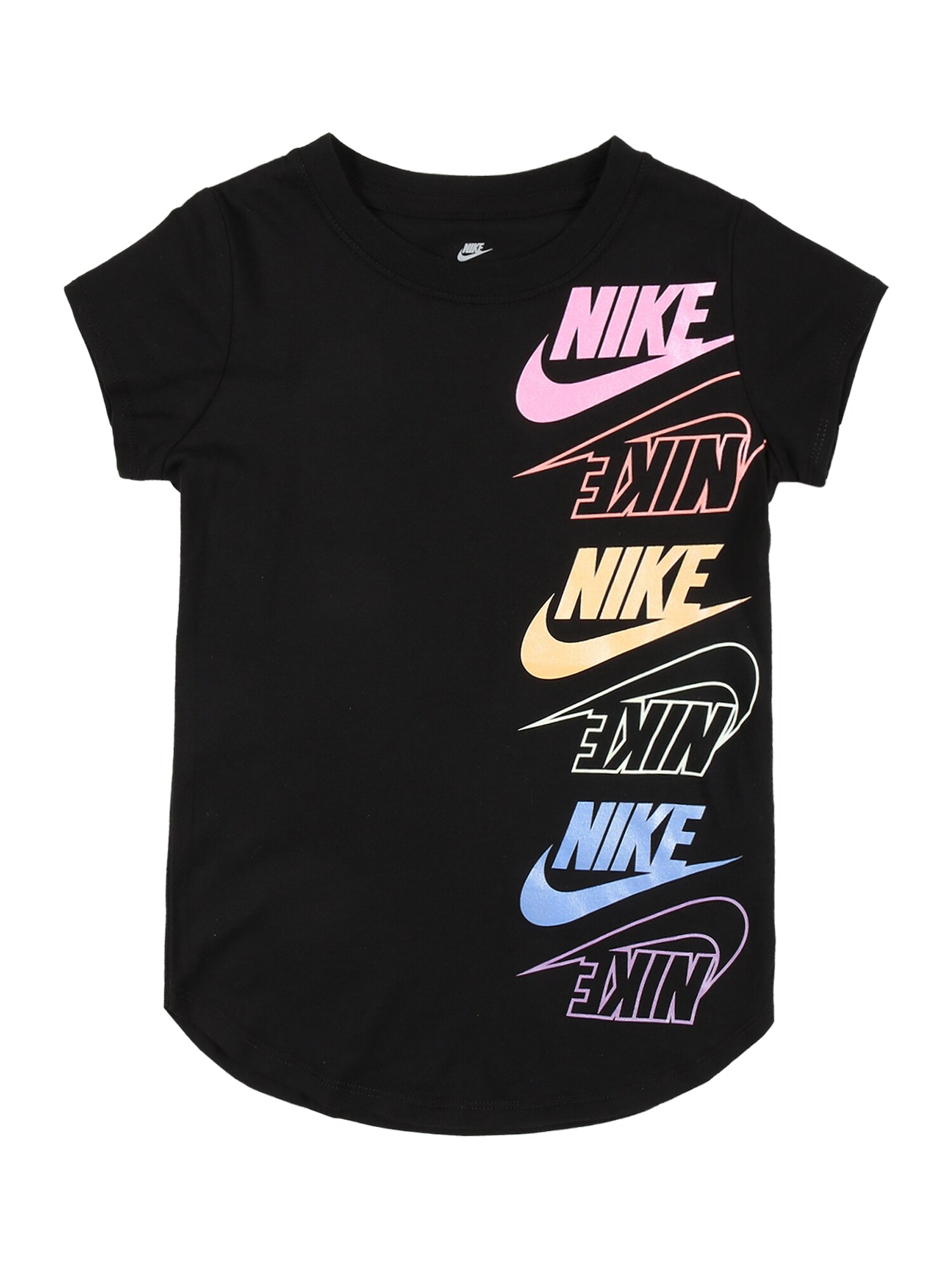 Nike Sportswear Marškinėliai  juoda / šviesiai violetinė / rožių spalva / šviesiai mėlyna / tamsiai geltona