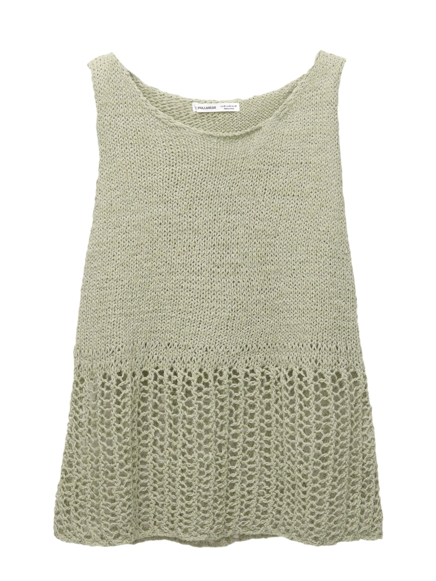 Pull&Bear Vyšívaný top pastelovo zelená
