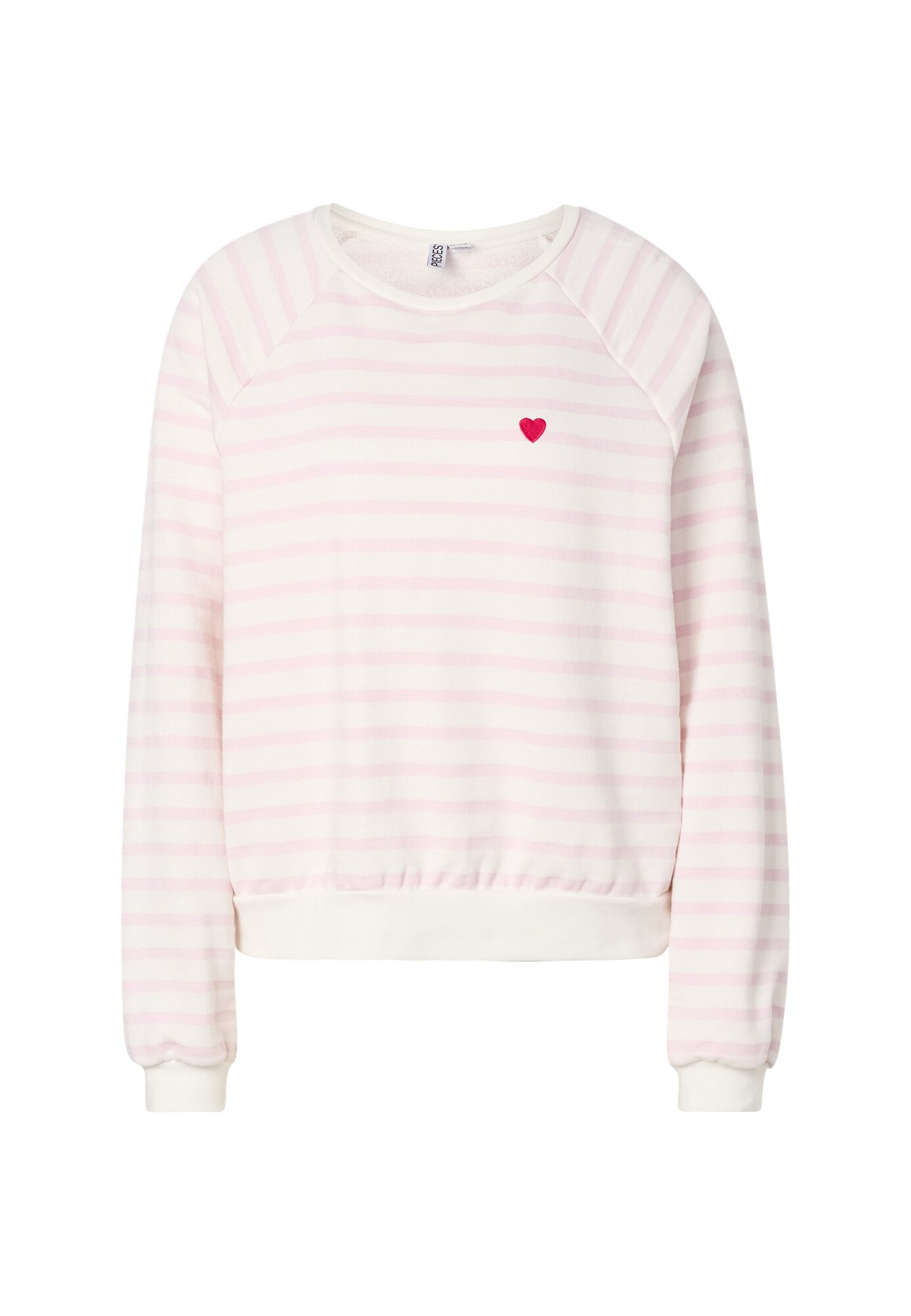 PIECES Sweater majica 'PCGRETA' roza / crvena / bijela