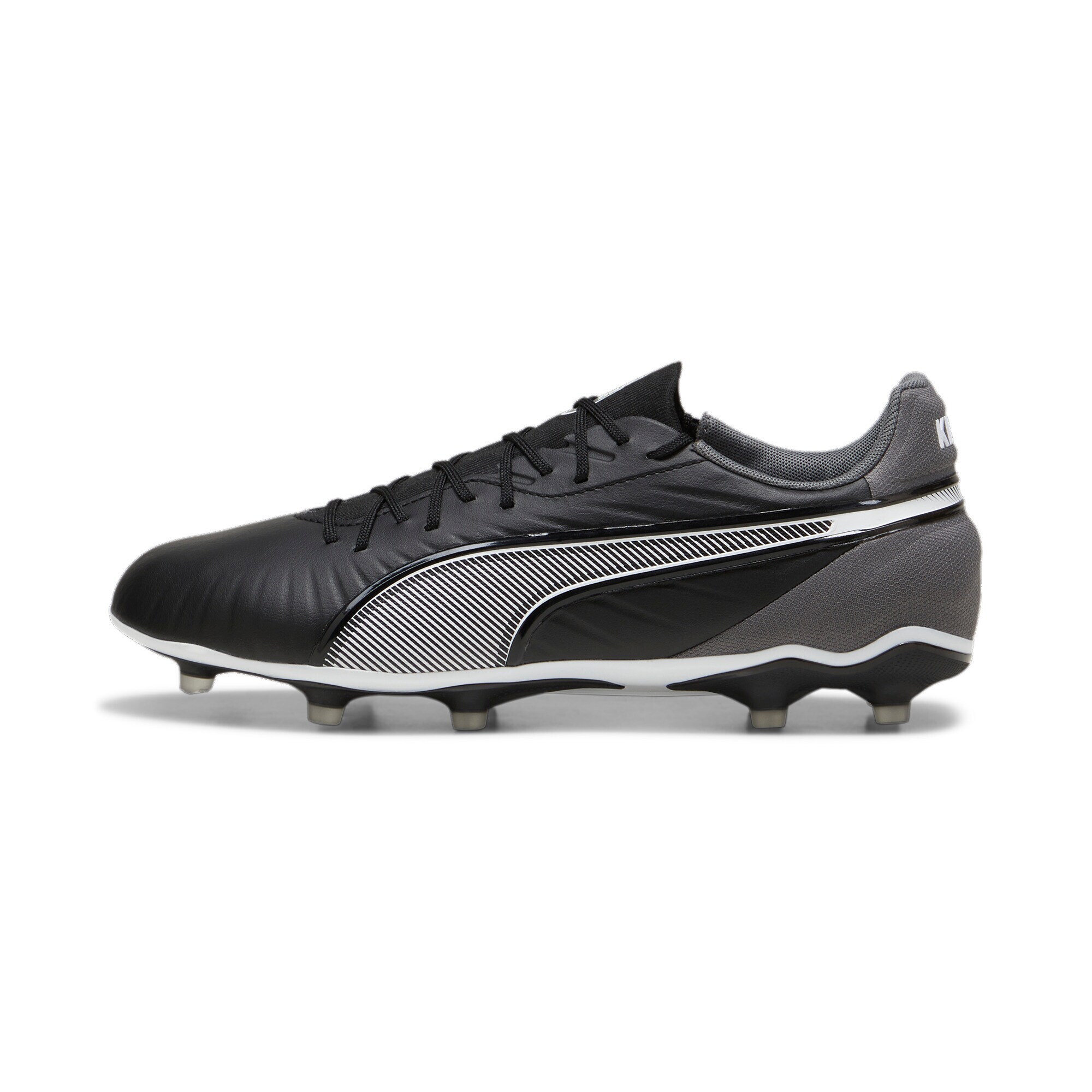 PUMA Ghete de fotbal King Match  gri / negru / alb