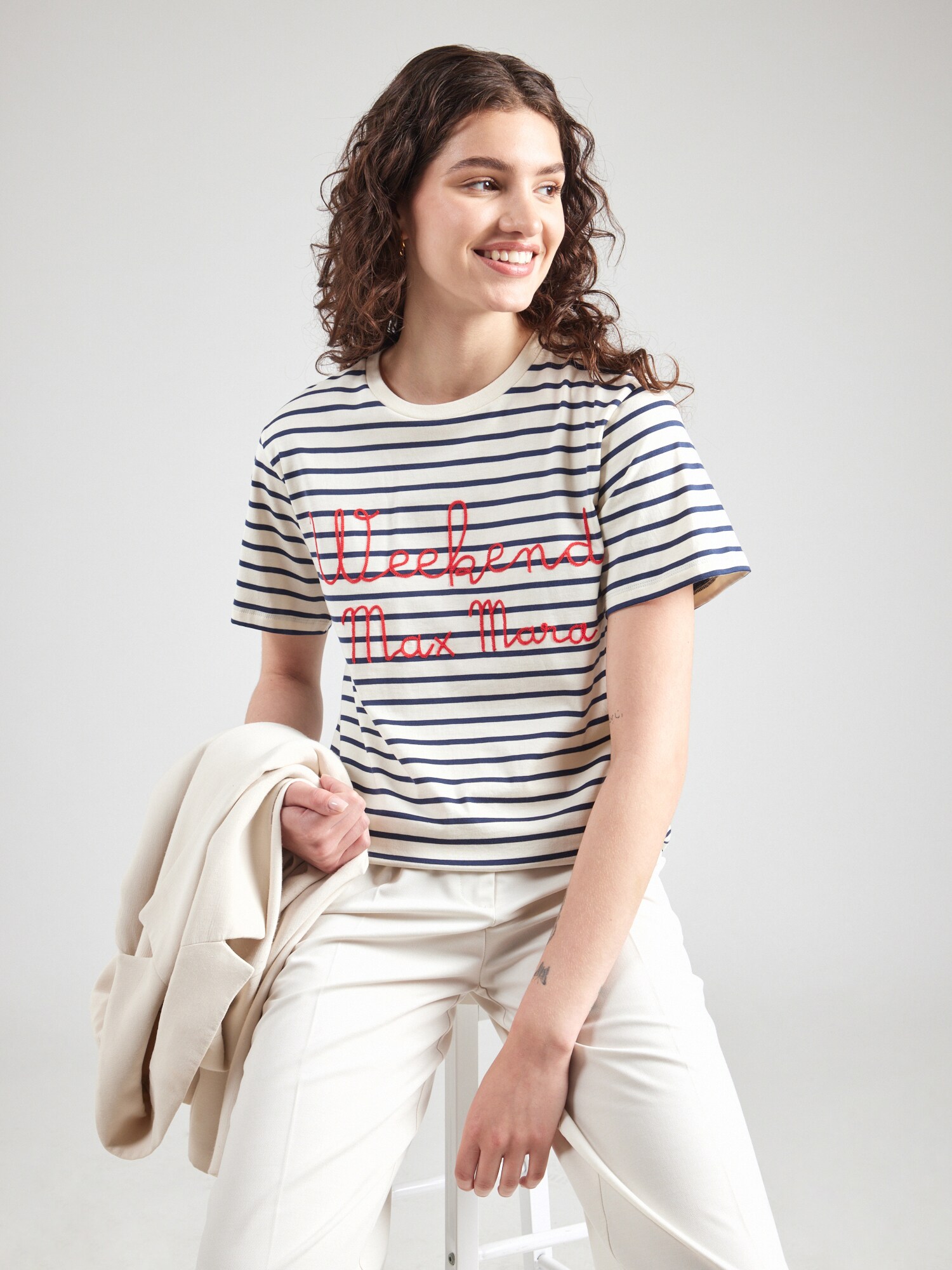 Weekend Max Mara Póló 'OLGA'  tengerészkék / rikító piros / természetes fehér termék 2. képe