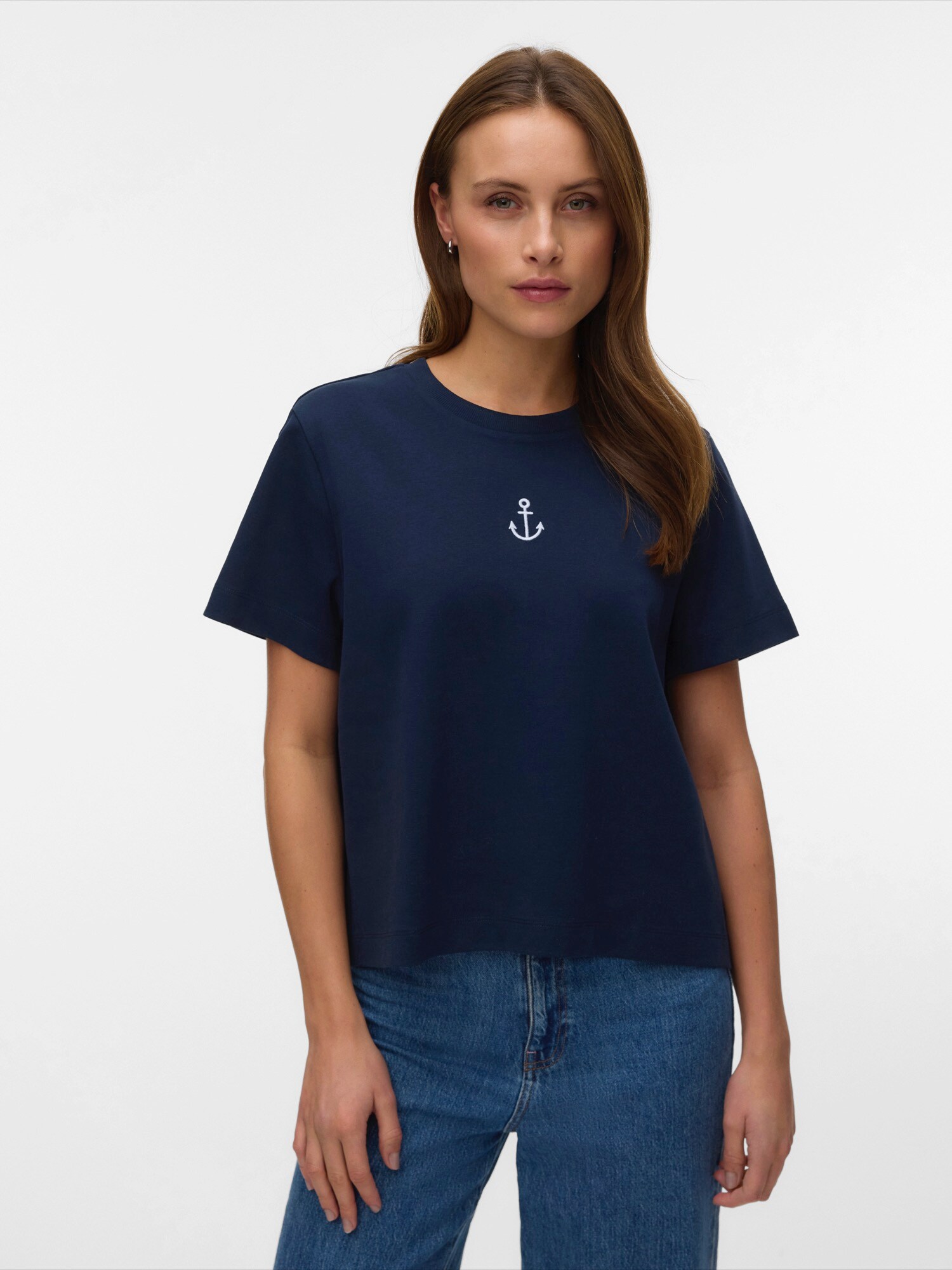 VERO MODA Tričko 'VMSara Mette'  námornícka modrá / biela (obrázok 2)