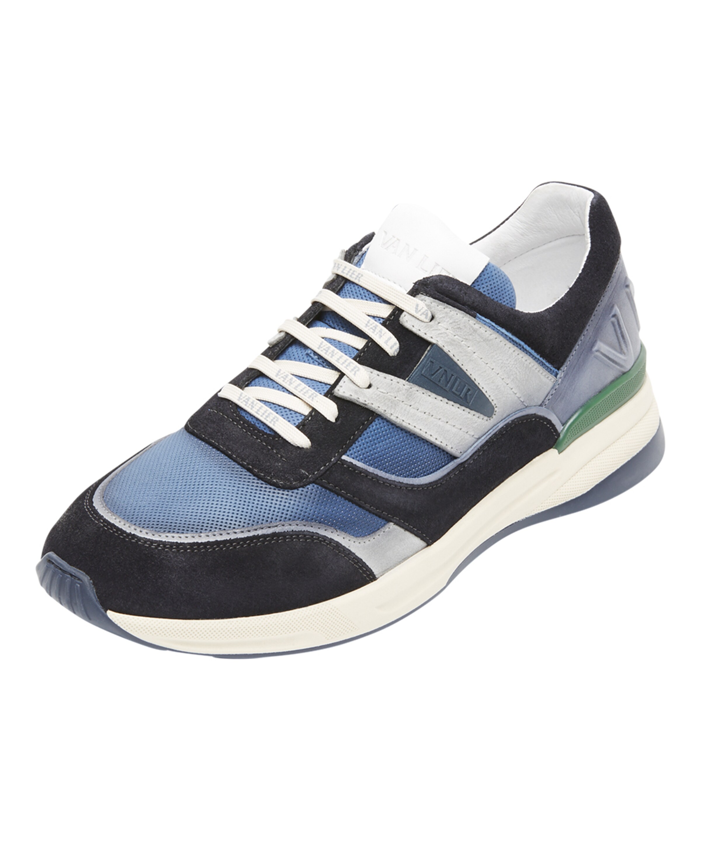 Van Lier Ferro leren sneakers blauw/multi - Schoenen.nl
