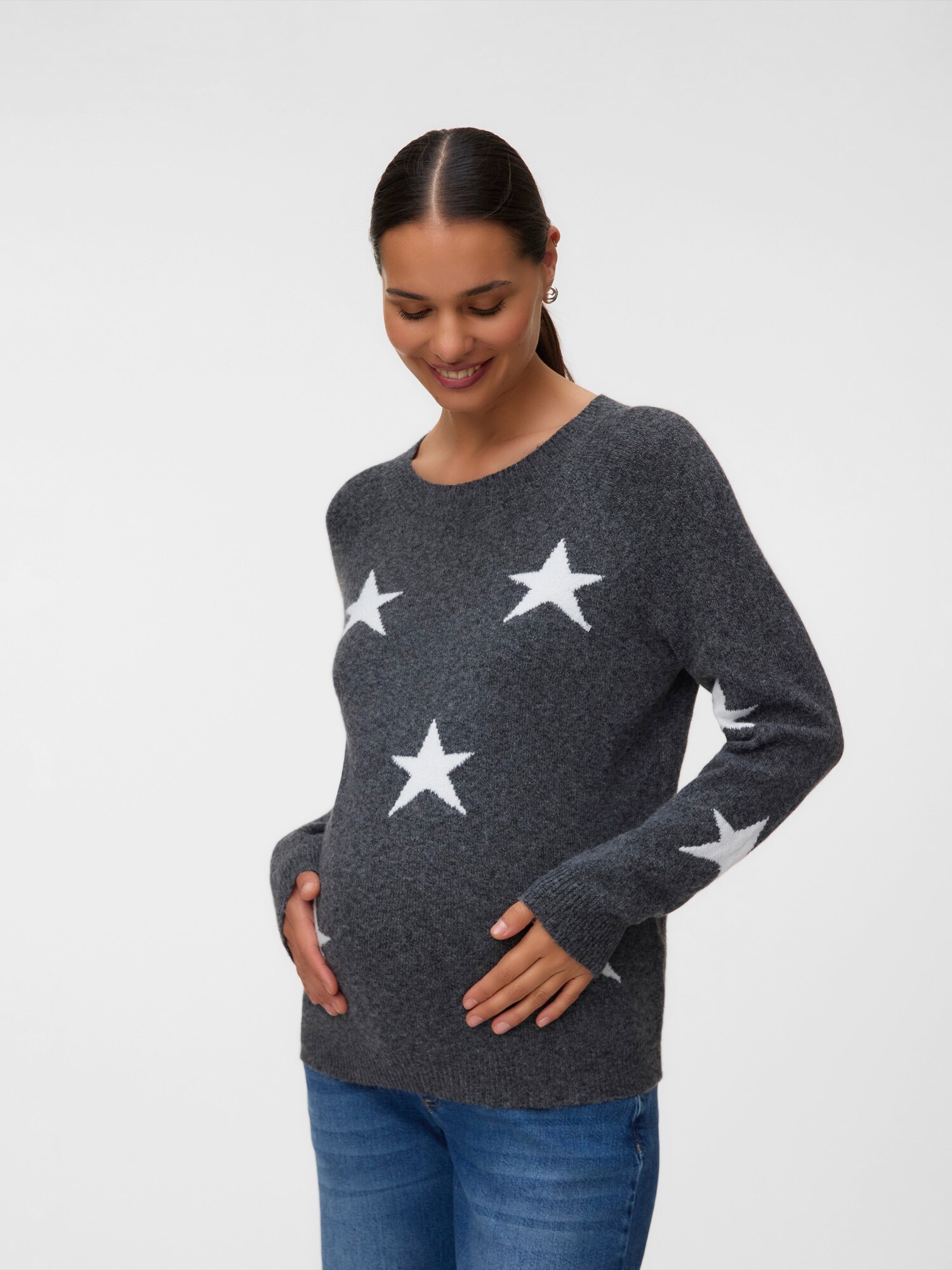 Vero Moda Maternity Sveter 'VMMDOFFY'  tmavosivá / biela