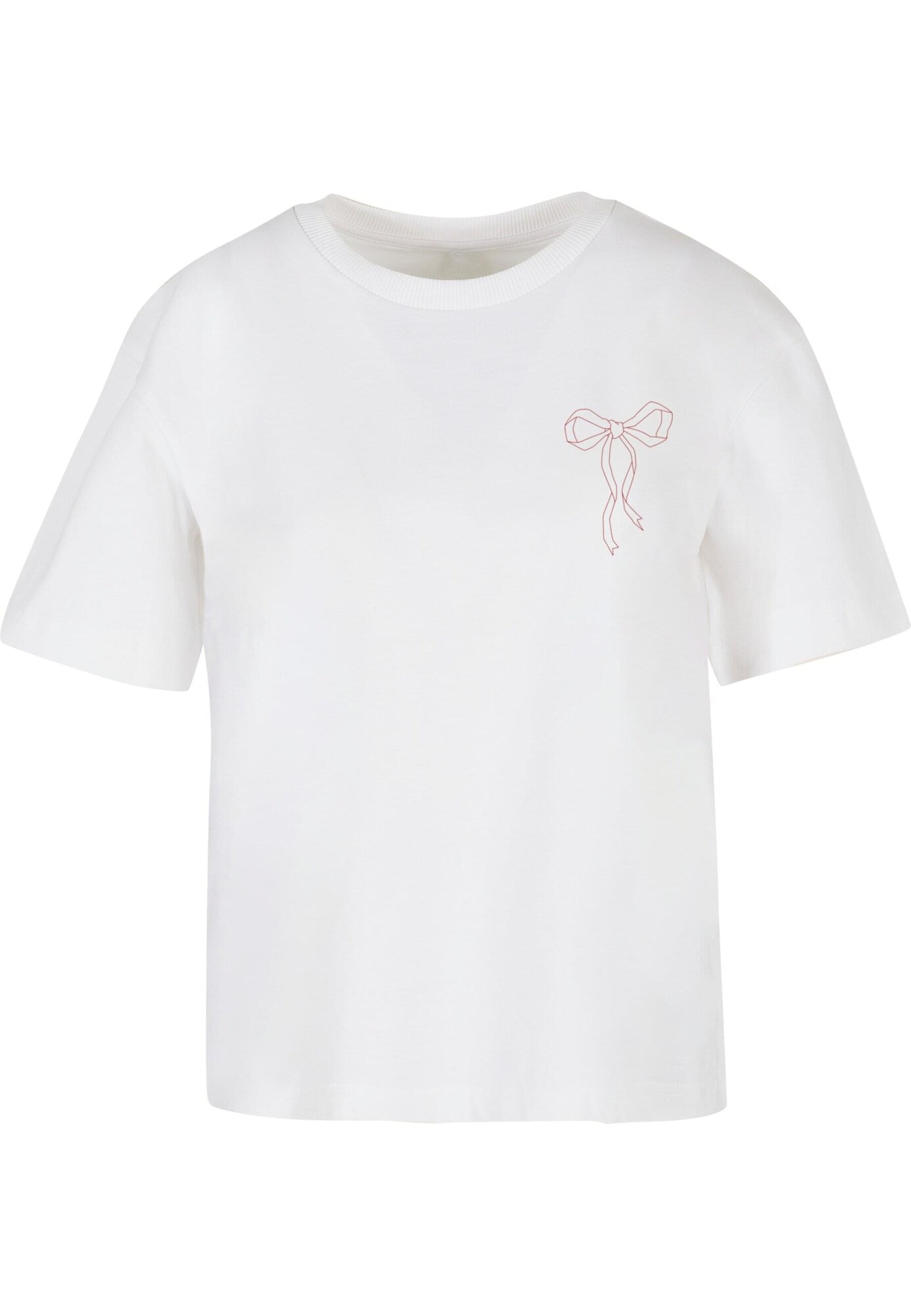 Miss Tee Camiseta 'Bow Oneliner'  rojo sangre / blanco