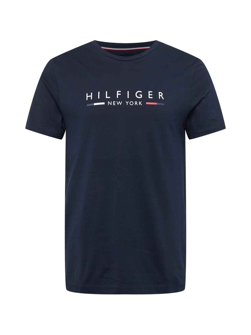 T-shirt 'Slim NYC Logo' marinblå / röd