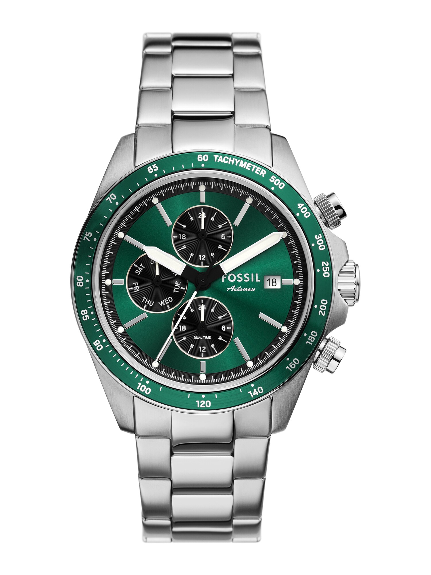 FOSSIL Ceas analogic AUTOCROSS  verde închis / argintiu