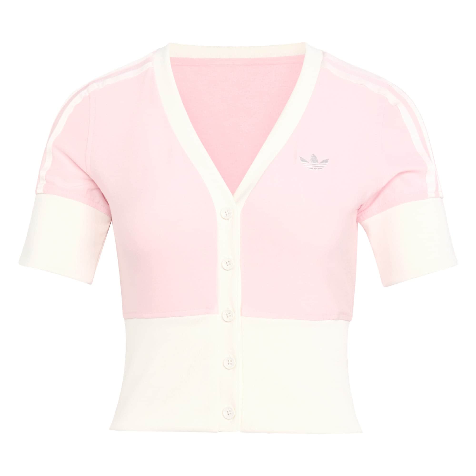 ADIDAS ORIGINALS Geacă tricotată V-NECK SHIRT WITH  roz / alb