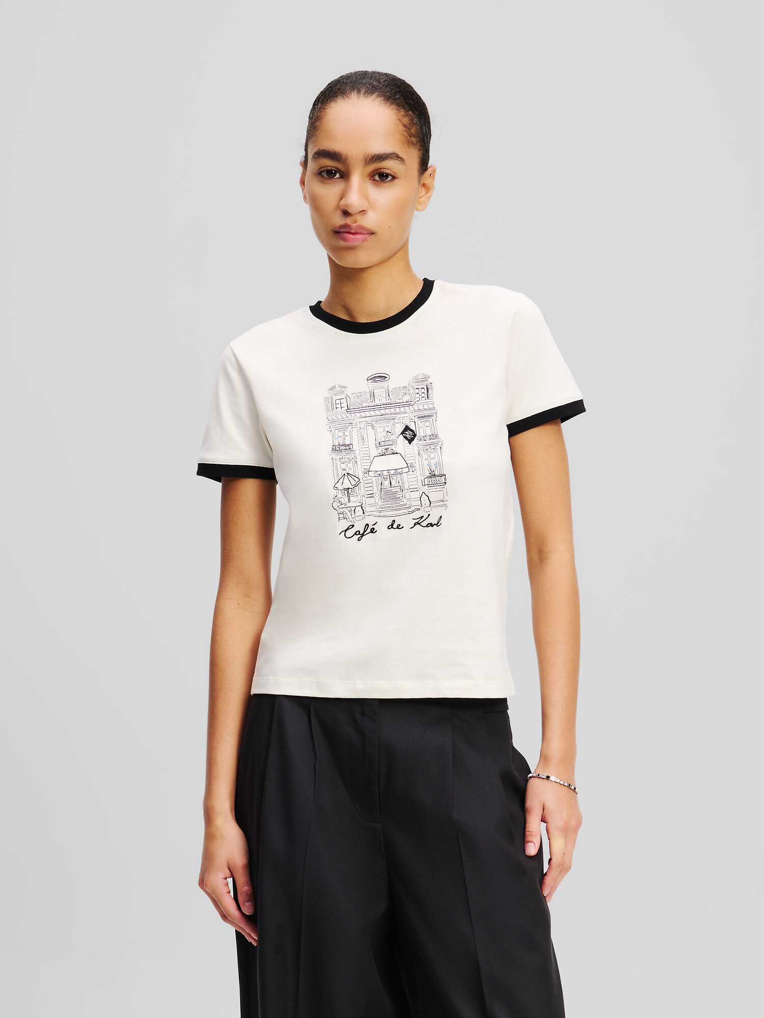 Karl Lagerfeld Póló 'KL x Jorge Parra'  fekete / fehér termék 2. képe