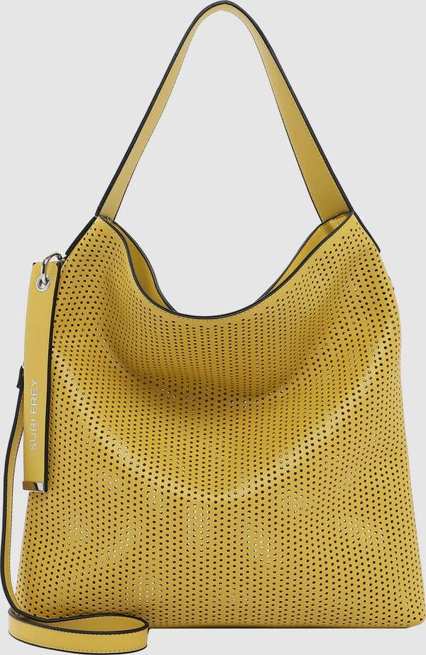 Modische Schultertasche aus hochwertigem Kunstleder von Suri Frey mit perforiertem Design. Das geräumige Hauptfach bietet genug Platz für all Ihre Wertsachen und eine kleine herausnehmbare Tasche die mit einem Steck- und Reißverschlussfach ausgestattet ist. Beide Taschen sind bequem mit dem Umhängeriemen tragbar. Der perfekte Begleiter im Alltag.