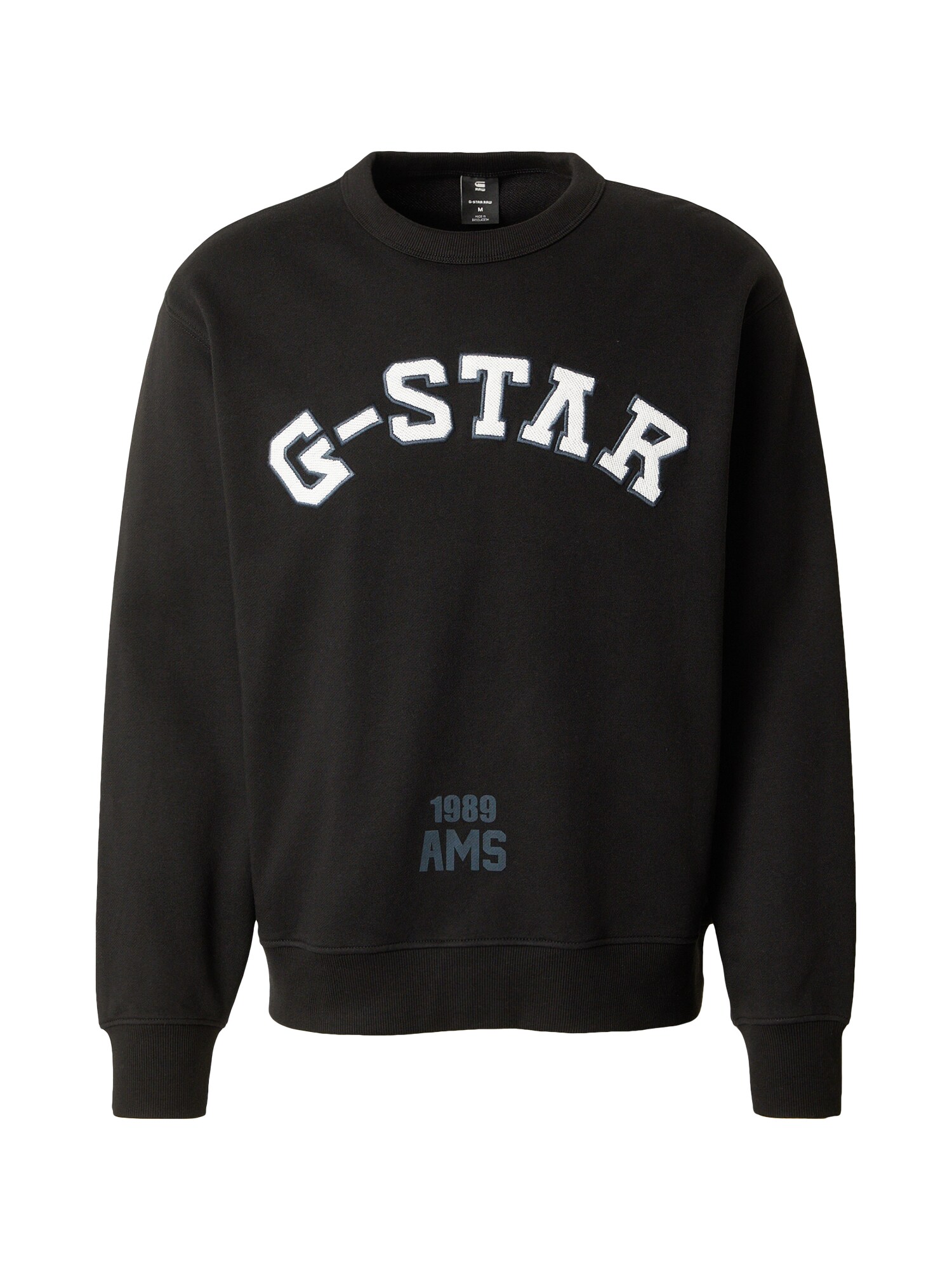 G-STAR Bluză de molton  gri bazalt / negru / alb