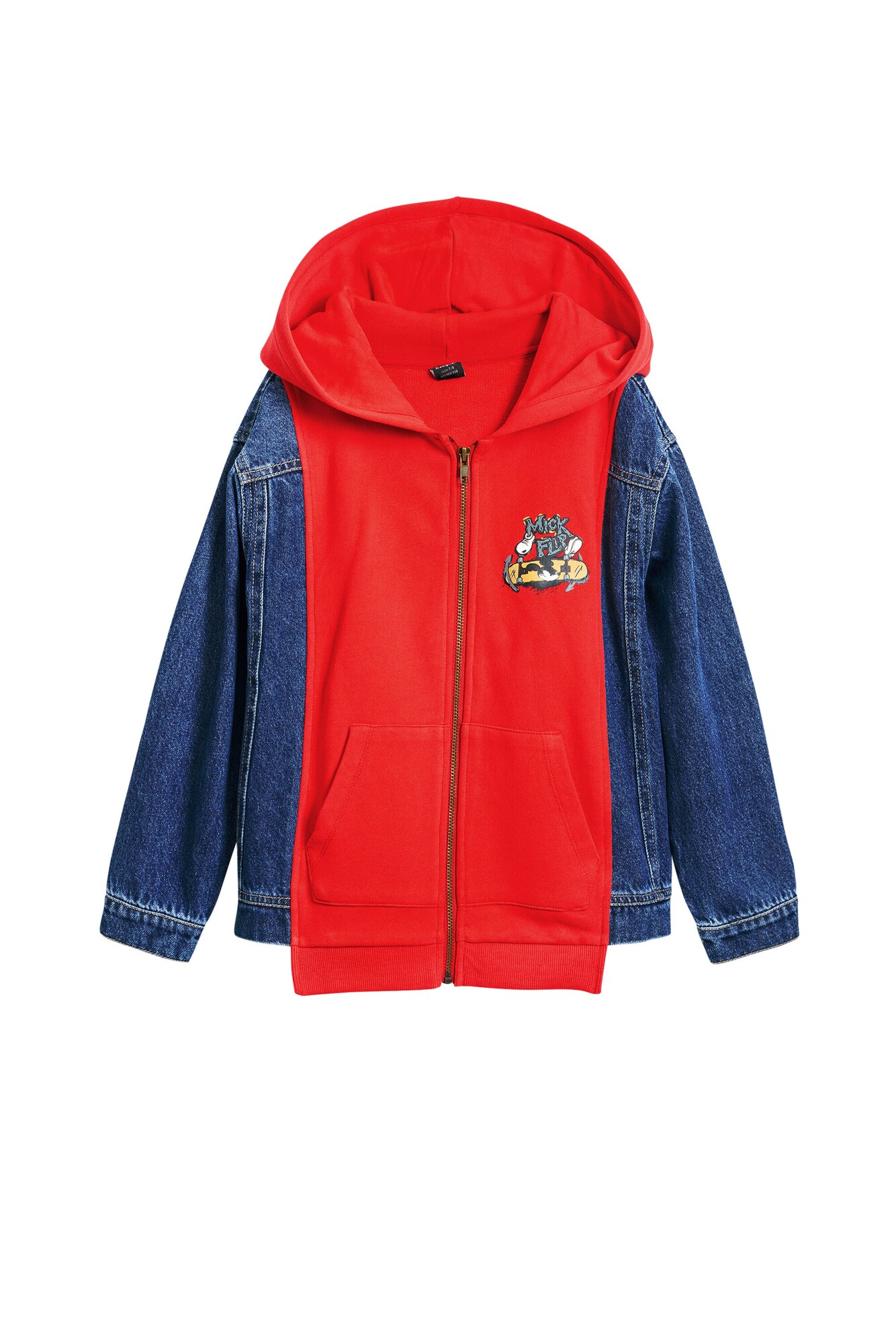 Desigual Geacă de primăvară-toamnă Mickey Mouse  albastru denim / gri / roșu / negru
