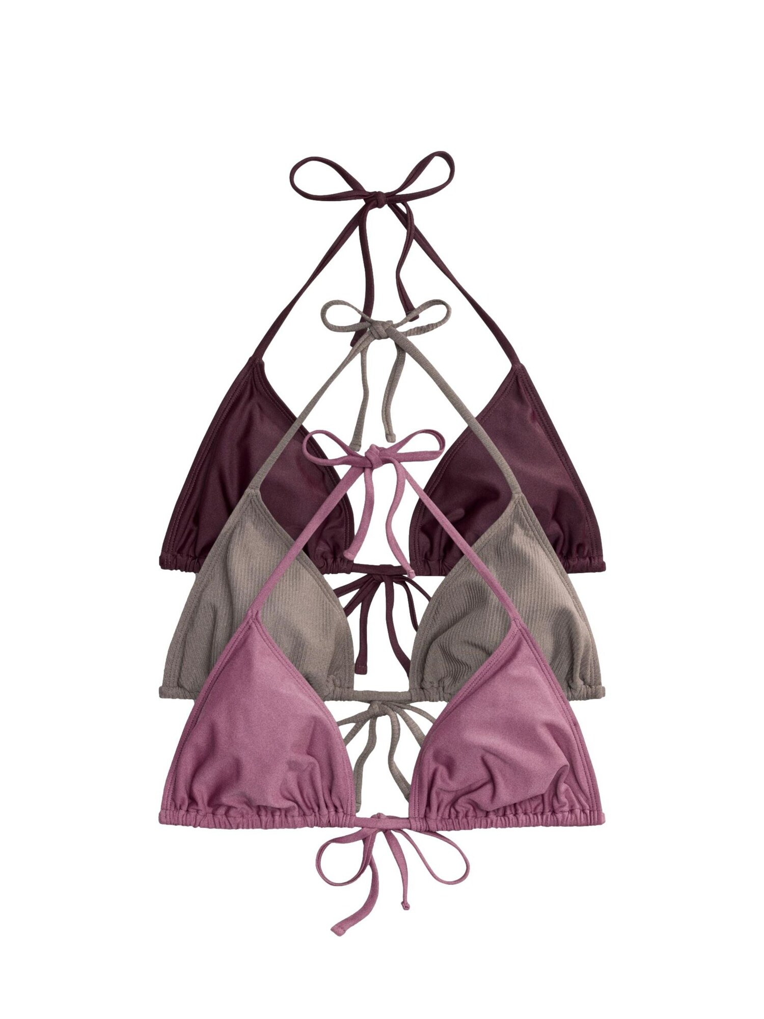 The Set Bikini gornji dio  siva / prljavo roza / bordo