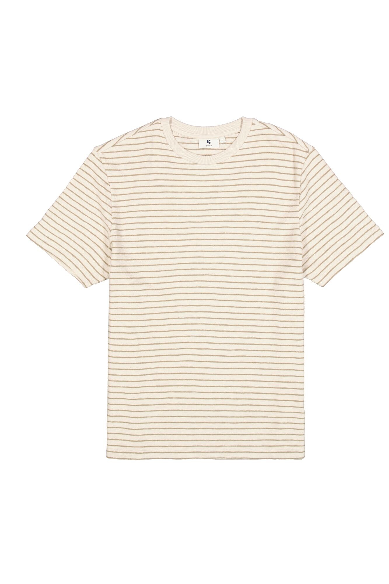 GARCIA Tricou  alb kitt / maro