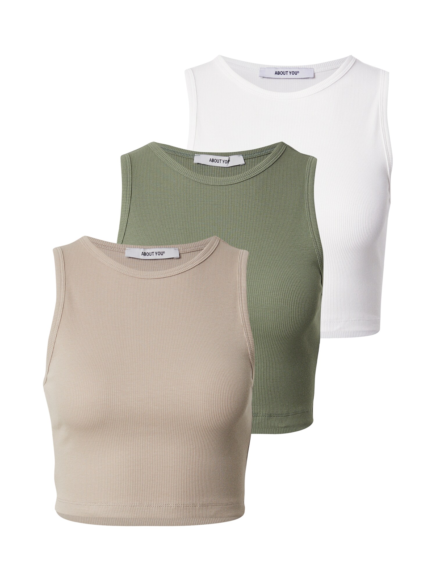 ABOUT YOU Top 'Dinah'  bézs / khaki / fehér akciós termékkép 1