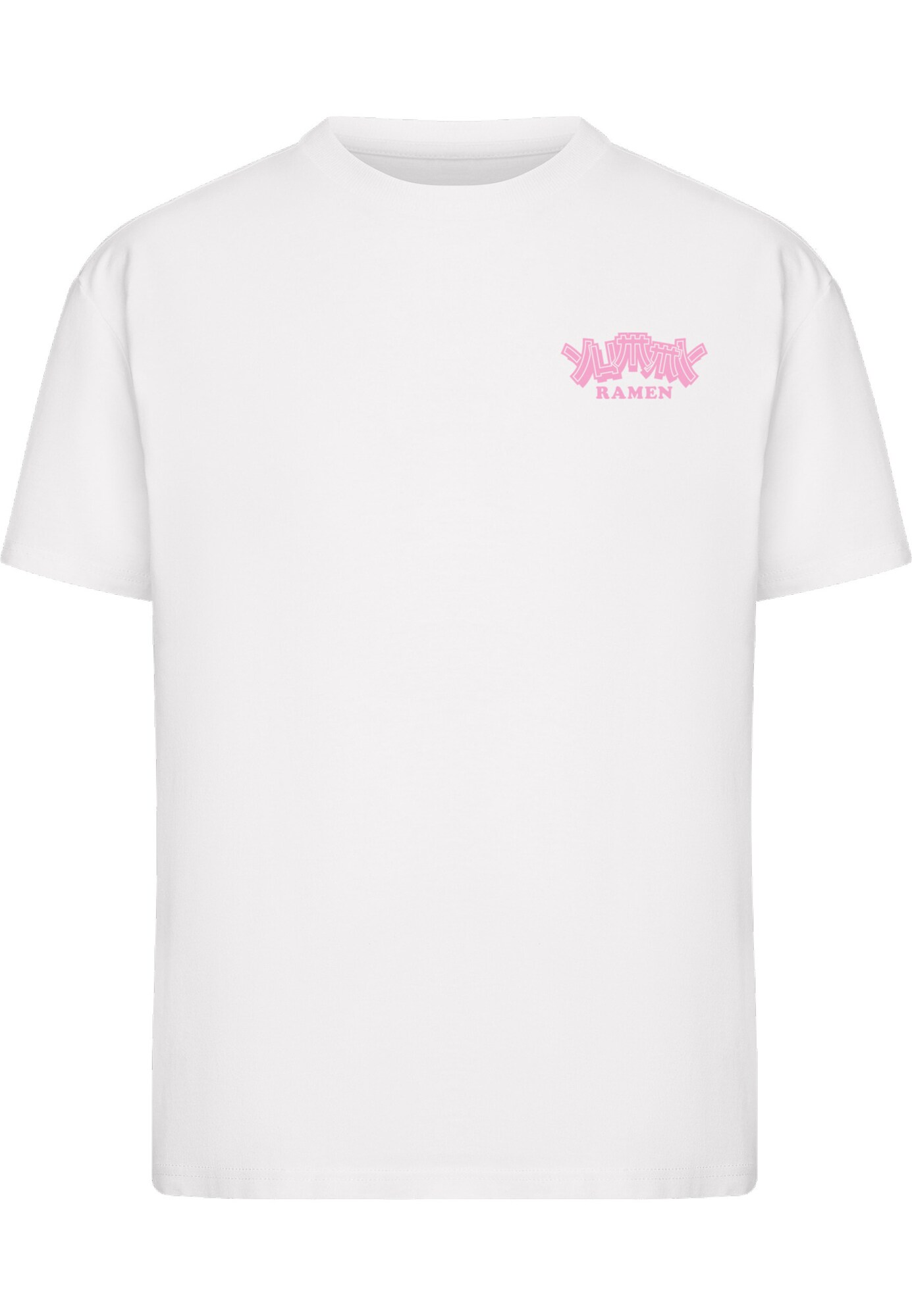 Miss Tee Camiseta 'Ramen Kitty'  rosa / blanco