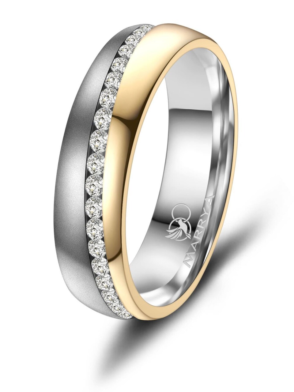 Ring 'MARRYA ES-32 Ehering aus Edelstahl Silberfarben & Gelbgold plattiert'