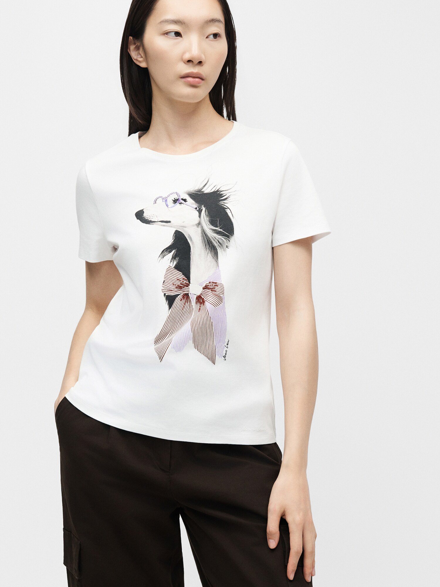 Marc Cain Camiseta  lavanda / burdeos / negro / blanco – imagen 4