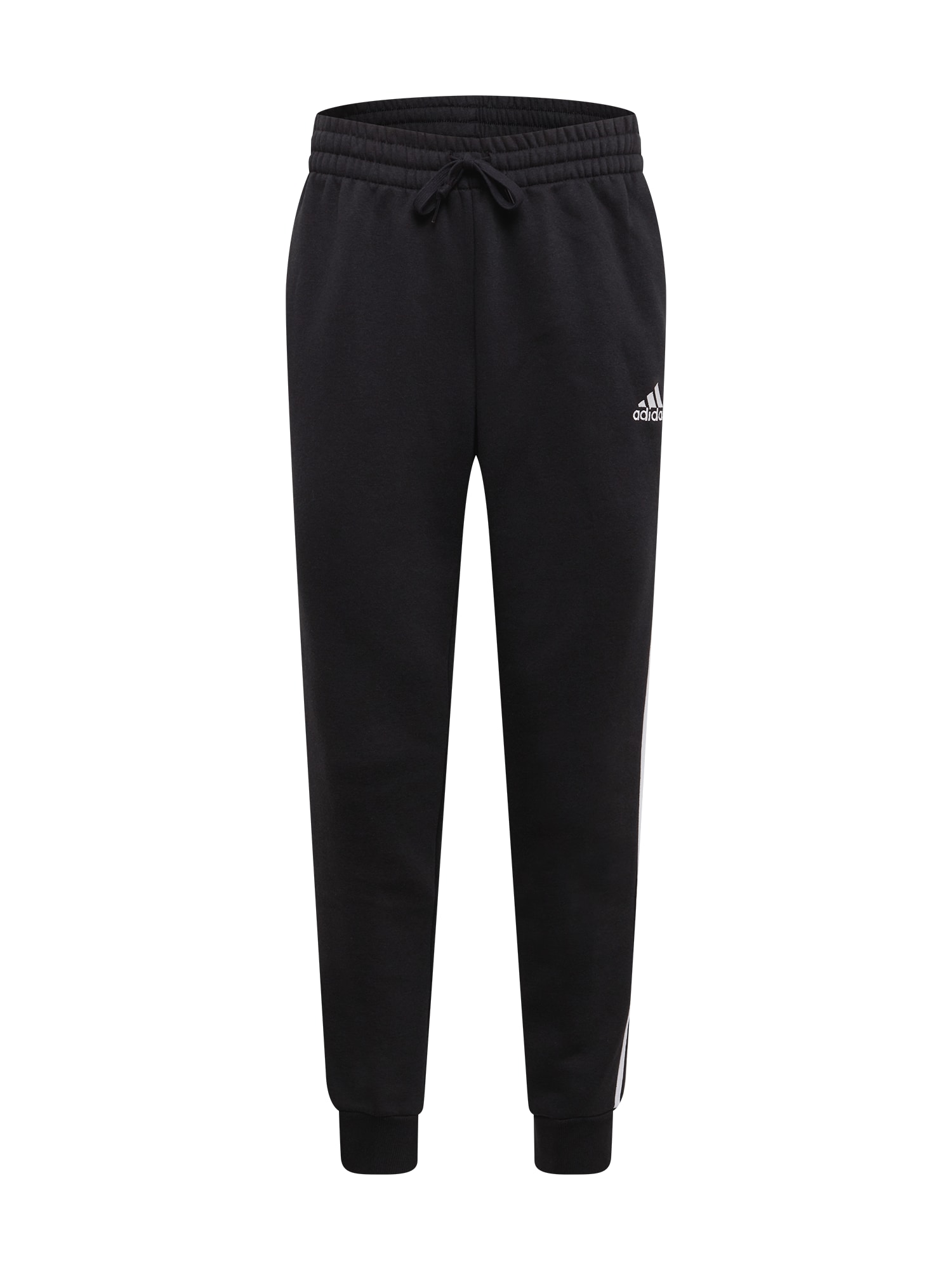 ADIDAS SPORTSWEAR Športne hlače 'Essentials Fleece Tapered Cuff 3-Stripes'  črna / bela
