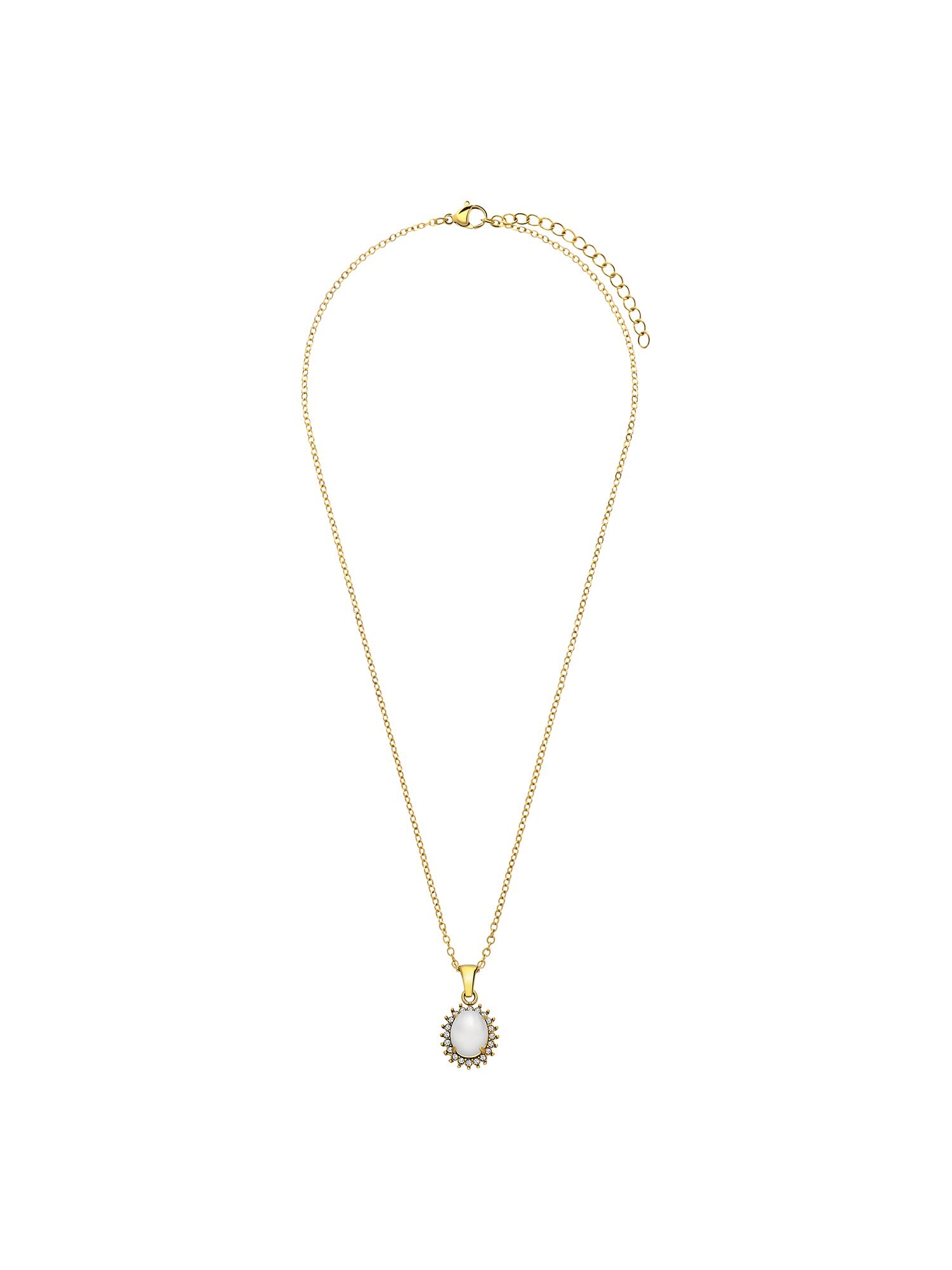 Lucardi Ketting Goud / Transparant / Parelwit