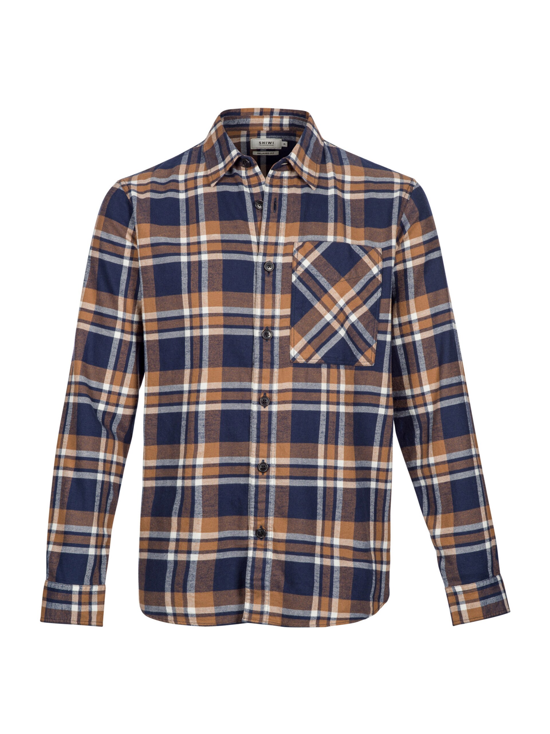 Shiwi Skjorta 'Luke' ljusbeige / indigo herr