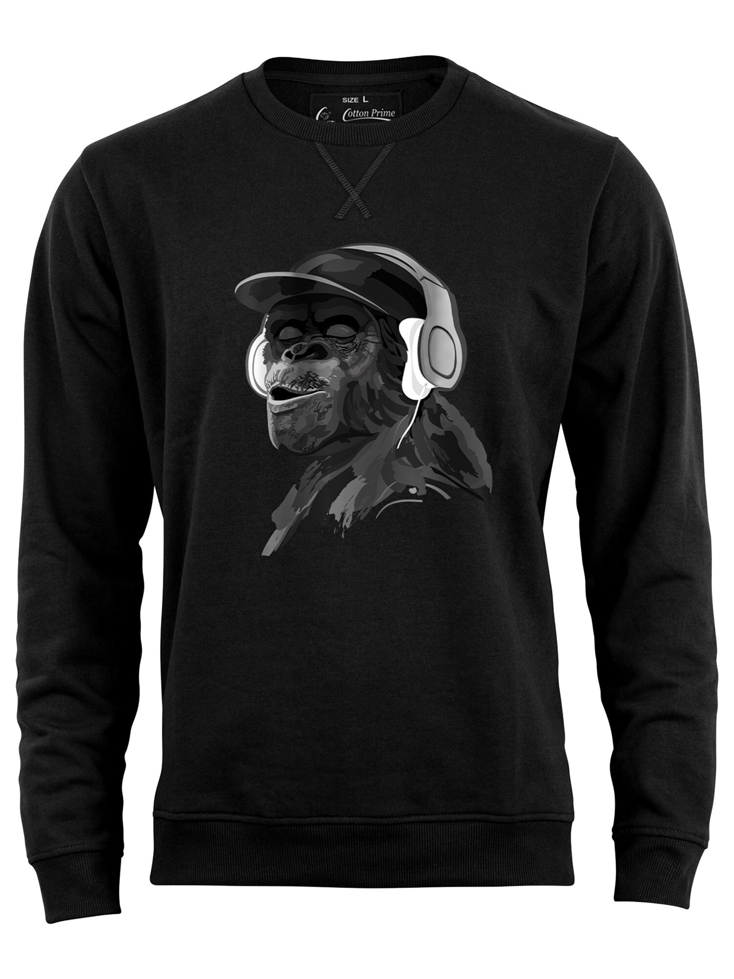 Cotton Prime Sudadera 'Monkey mit DJ-Kopfhörer' gris oscuro / negro / blanco