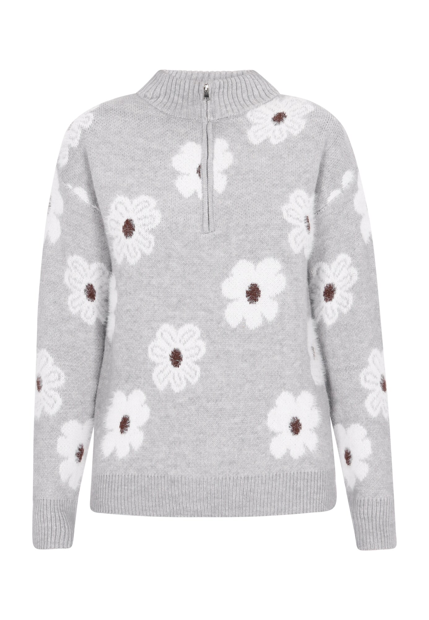 MYMO Pulover  gri amestecat / negru / alb