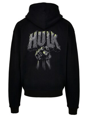 F4NT4STIC Sweatshirt ‘Marvel Hulk Punch’ Lichtgrijs / Donkergrijs / Zwart