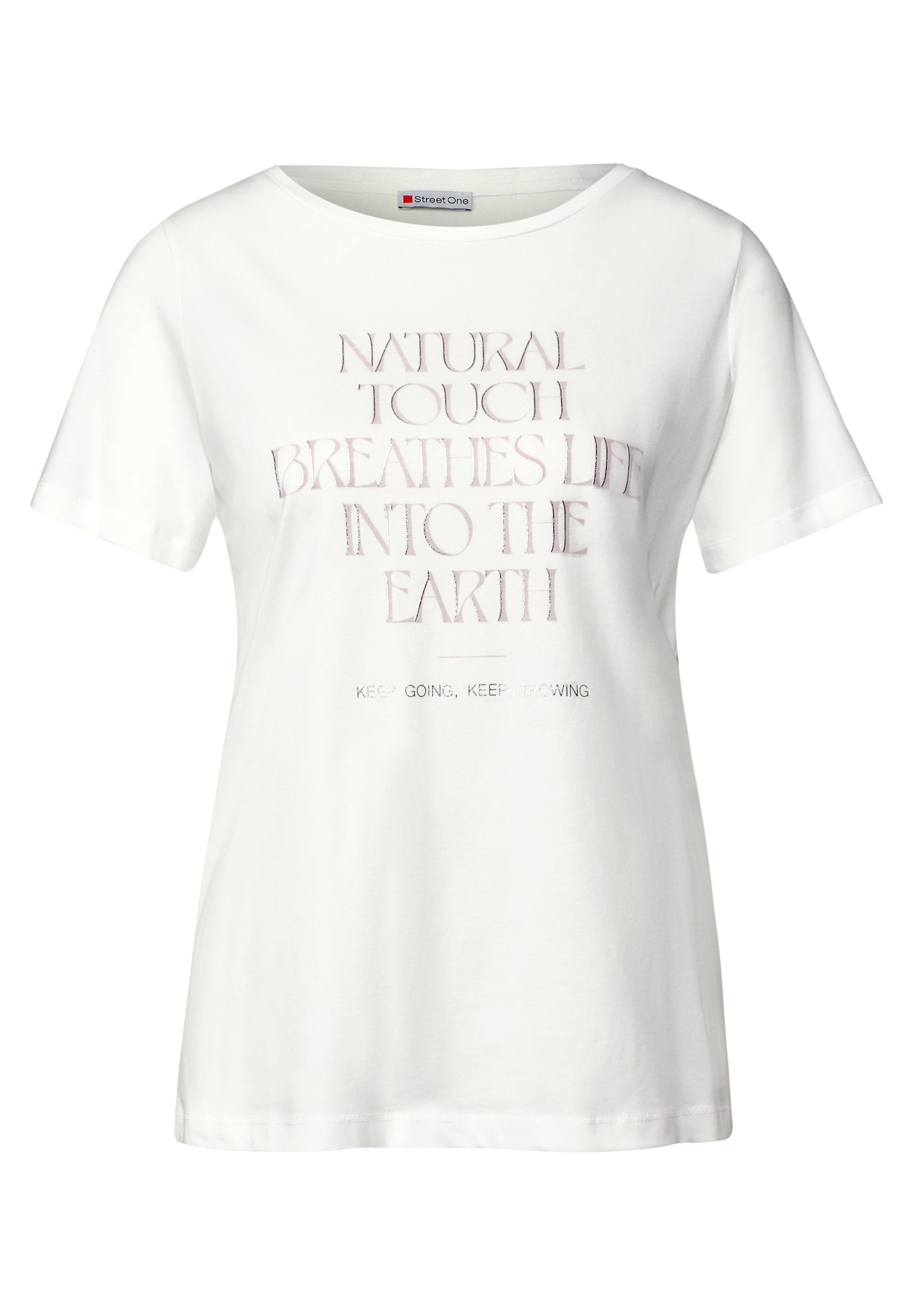 STREET ONE Tricou  roz / argintiu / alb natural