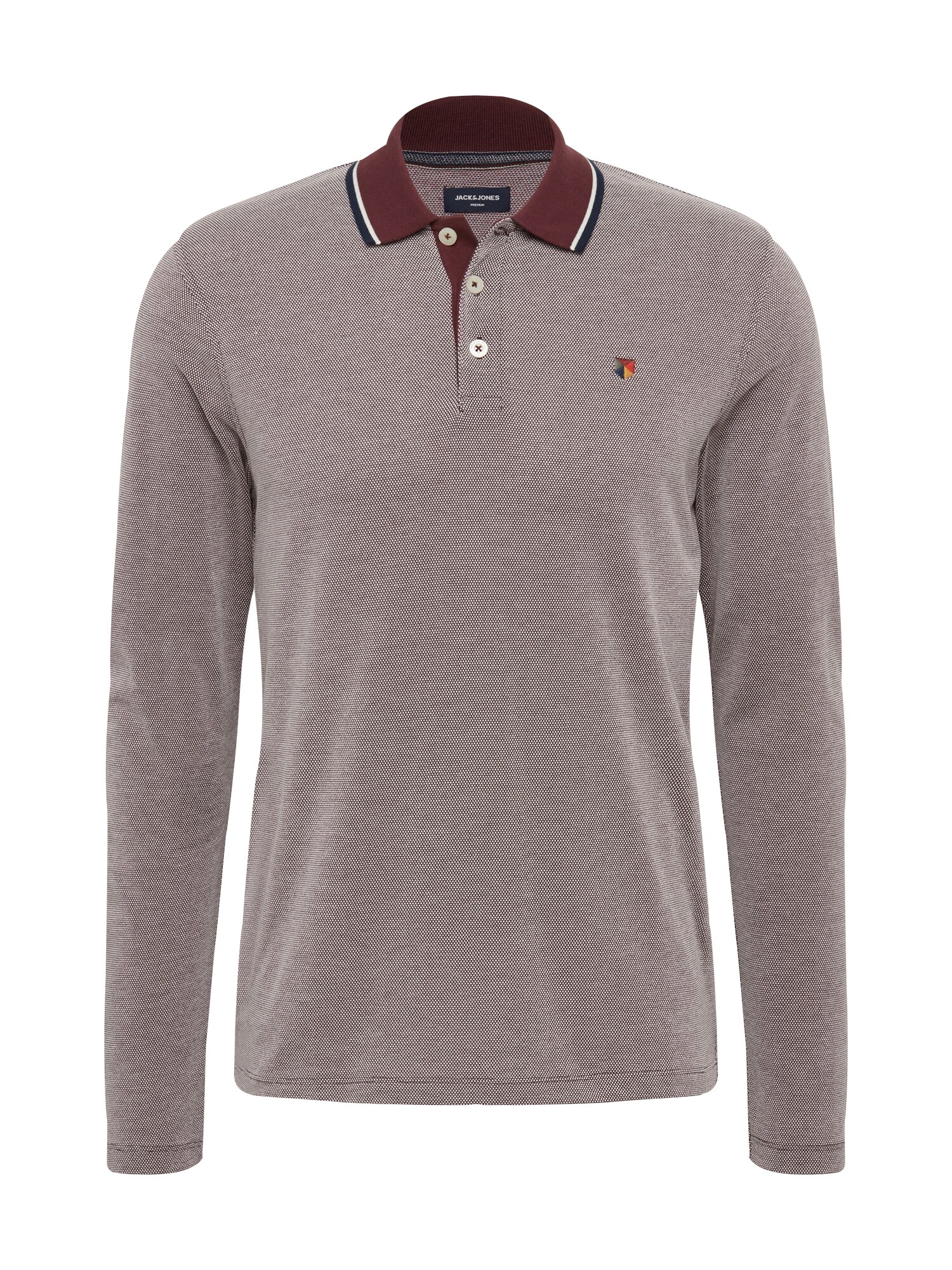 JACK & JONES Marškinėliai 'BLUWIN'  vyno raudona spalva / balta / tamsiai mėlyna jūros spalva