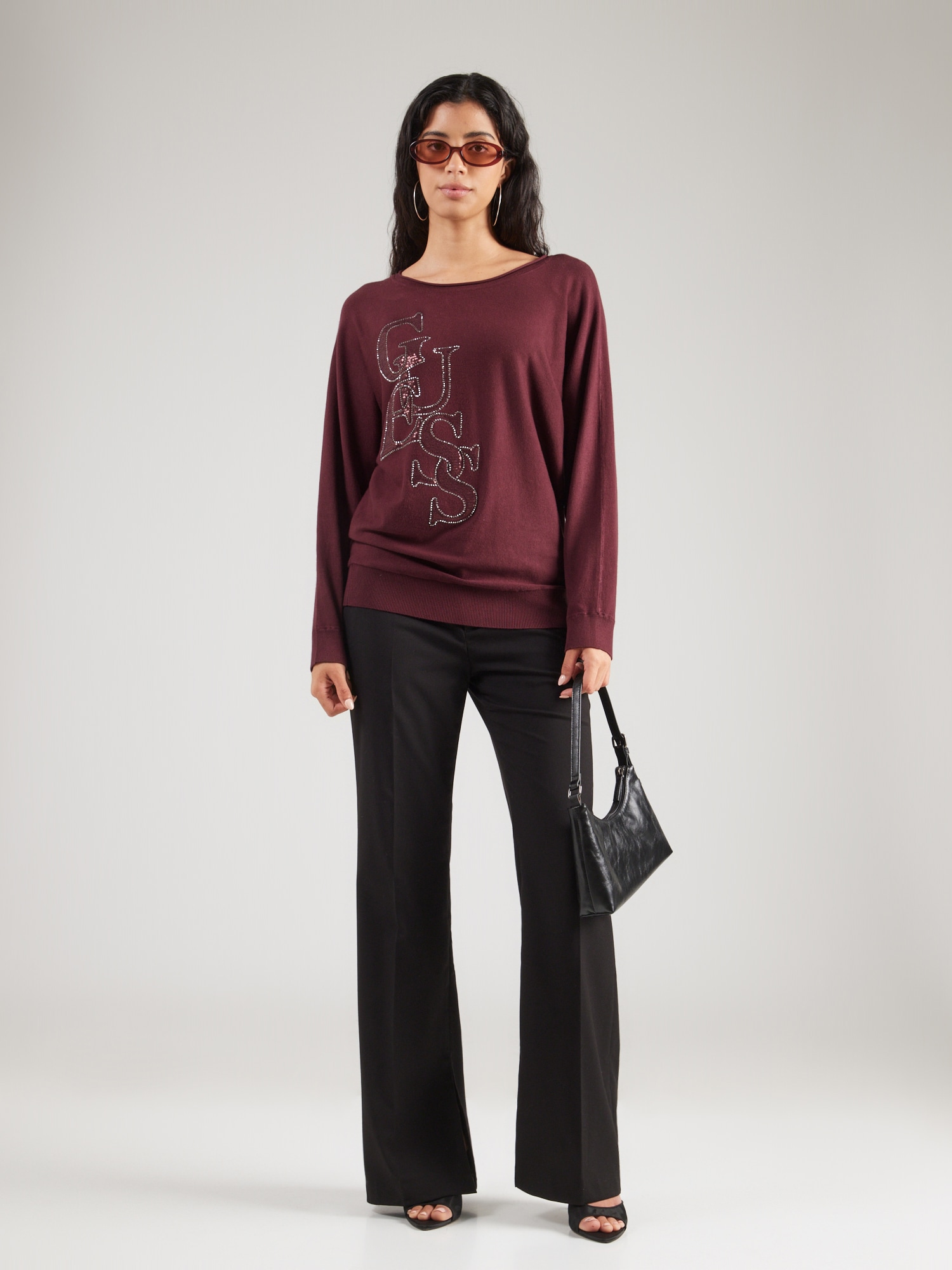 GUESS Jersey 'ESMERALDA'  burdeos / plata – imagen 4