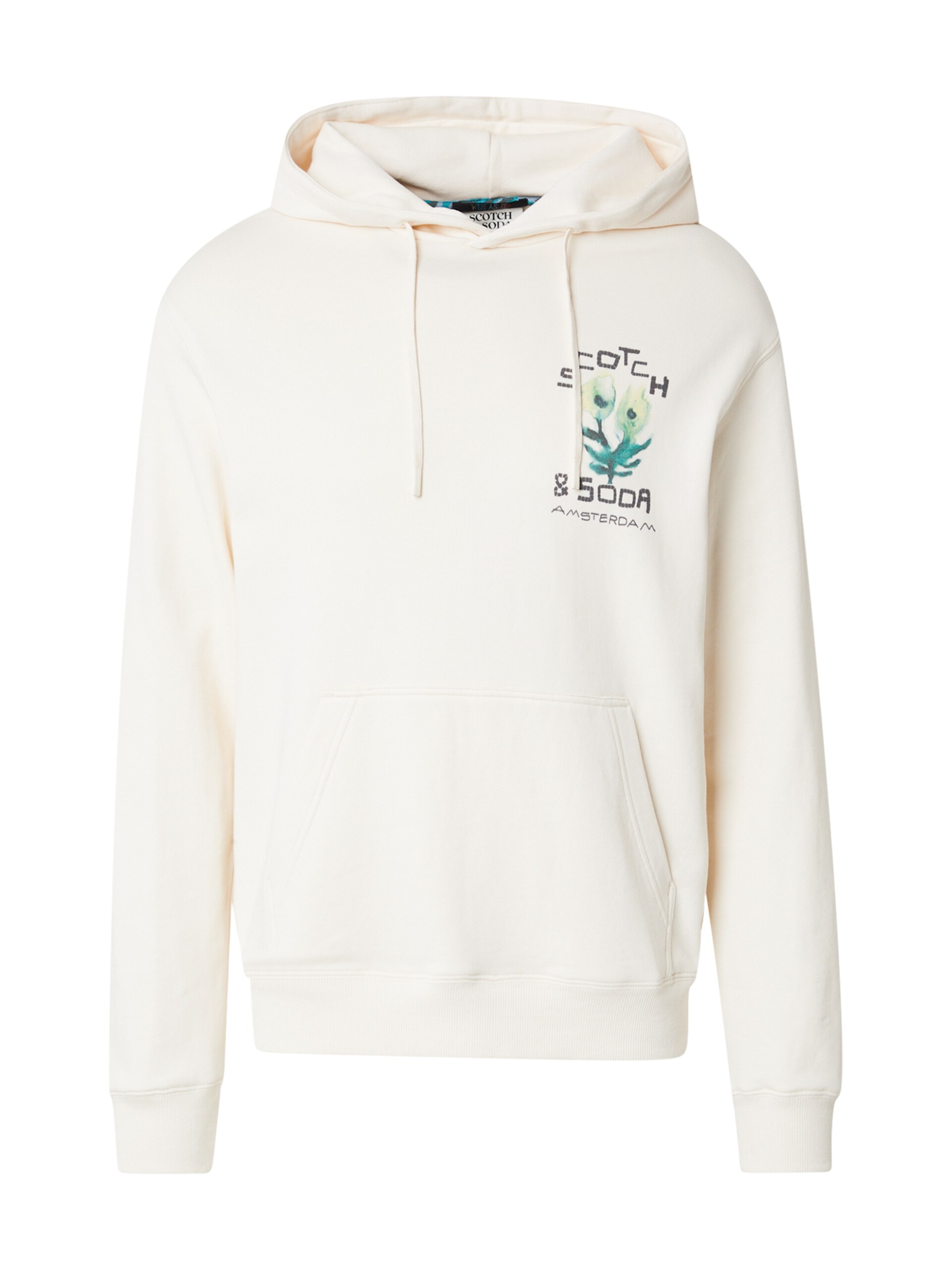 SCOTCH & SODA Sweatshirt beige / smaragd / ljusgrön herr