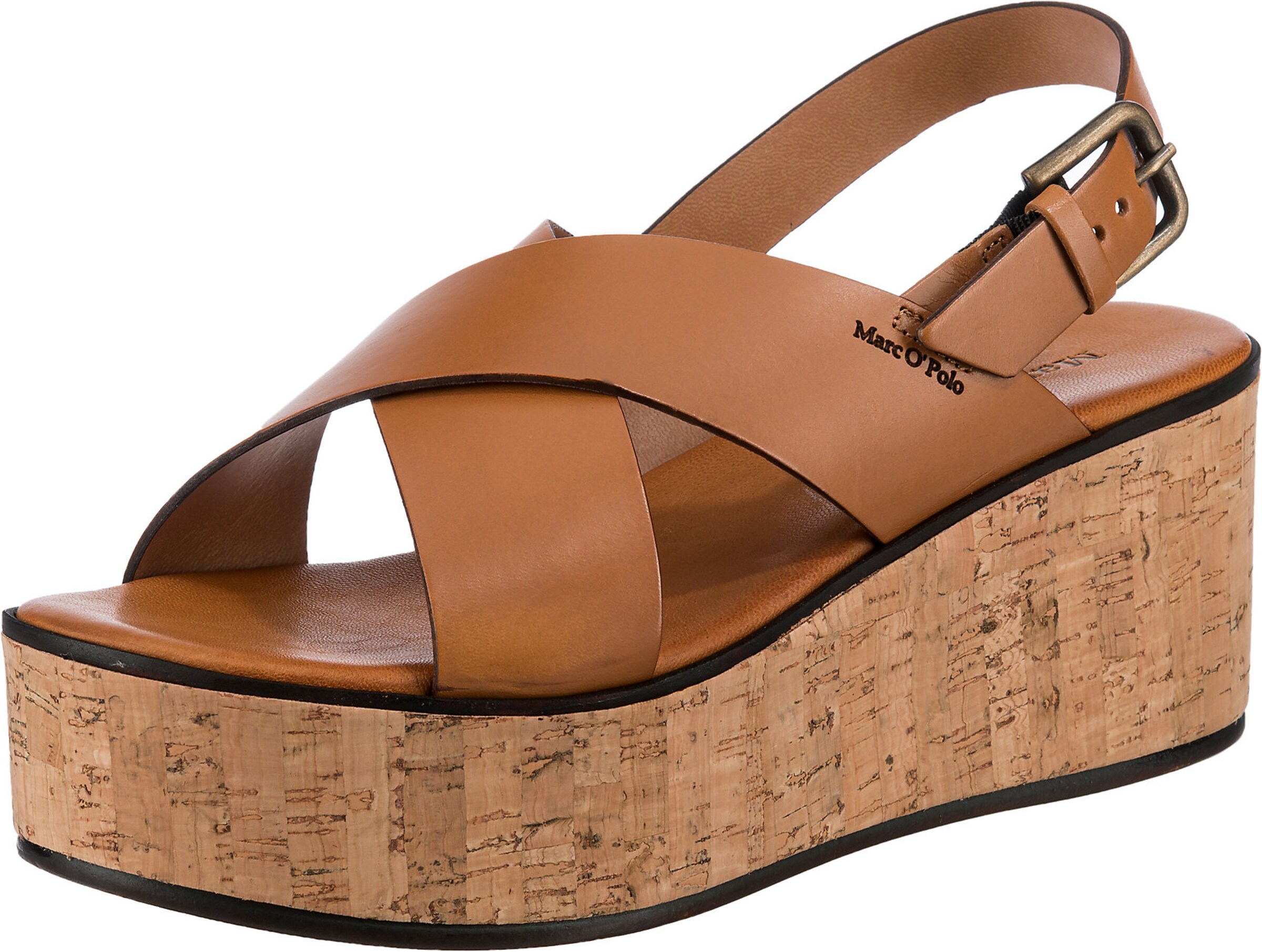 Marc o'polo Sandalen in wedgestijl cognac - Schoenen.nl