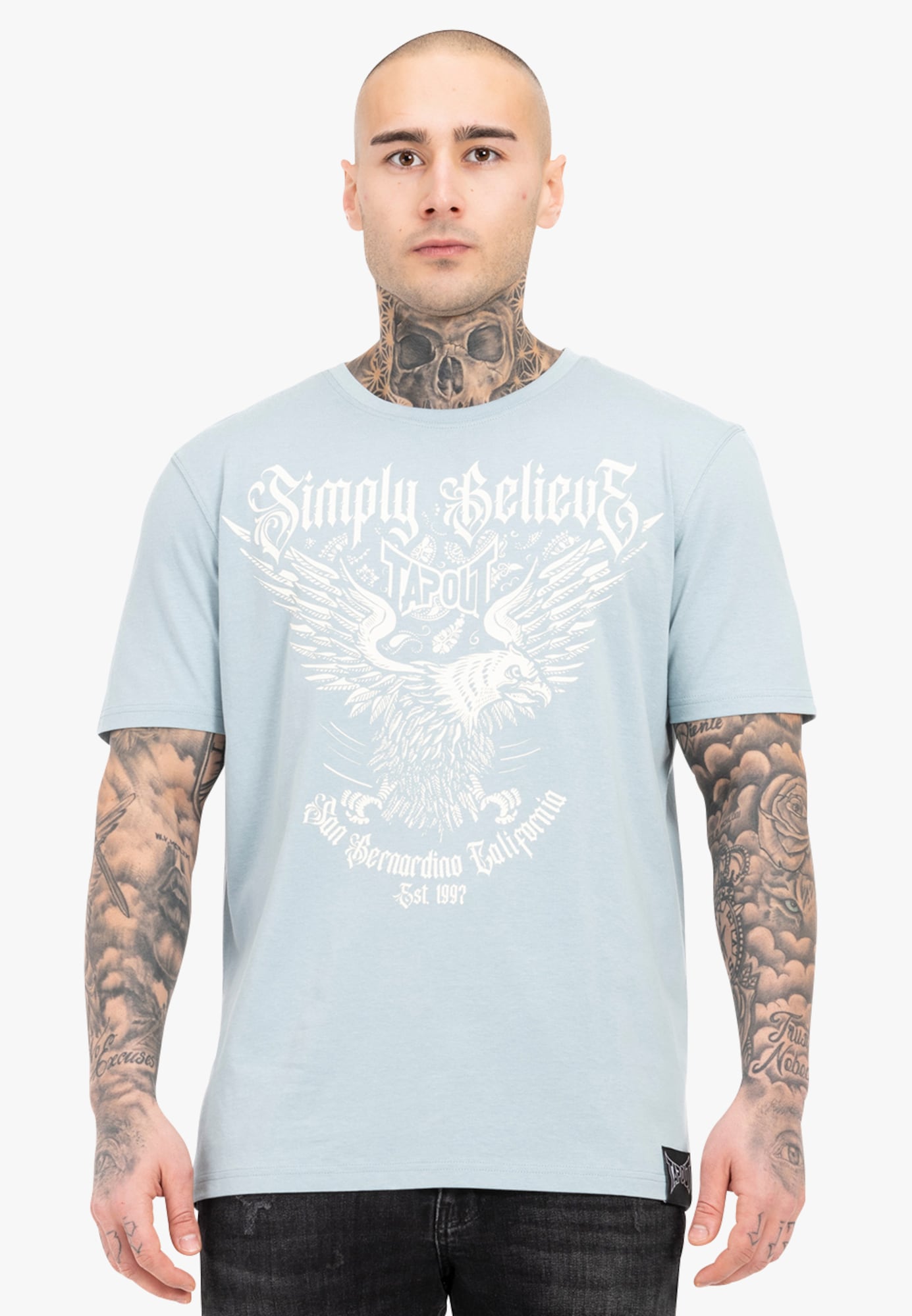 Tapout Póló ' THROPER '  galambkék / fehér termék 2. képe