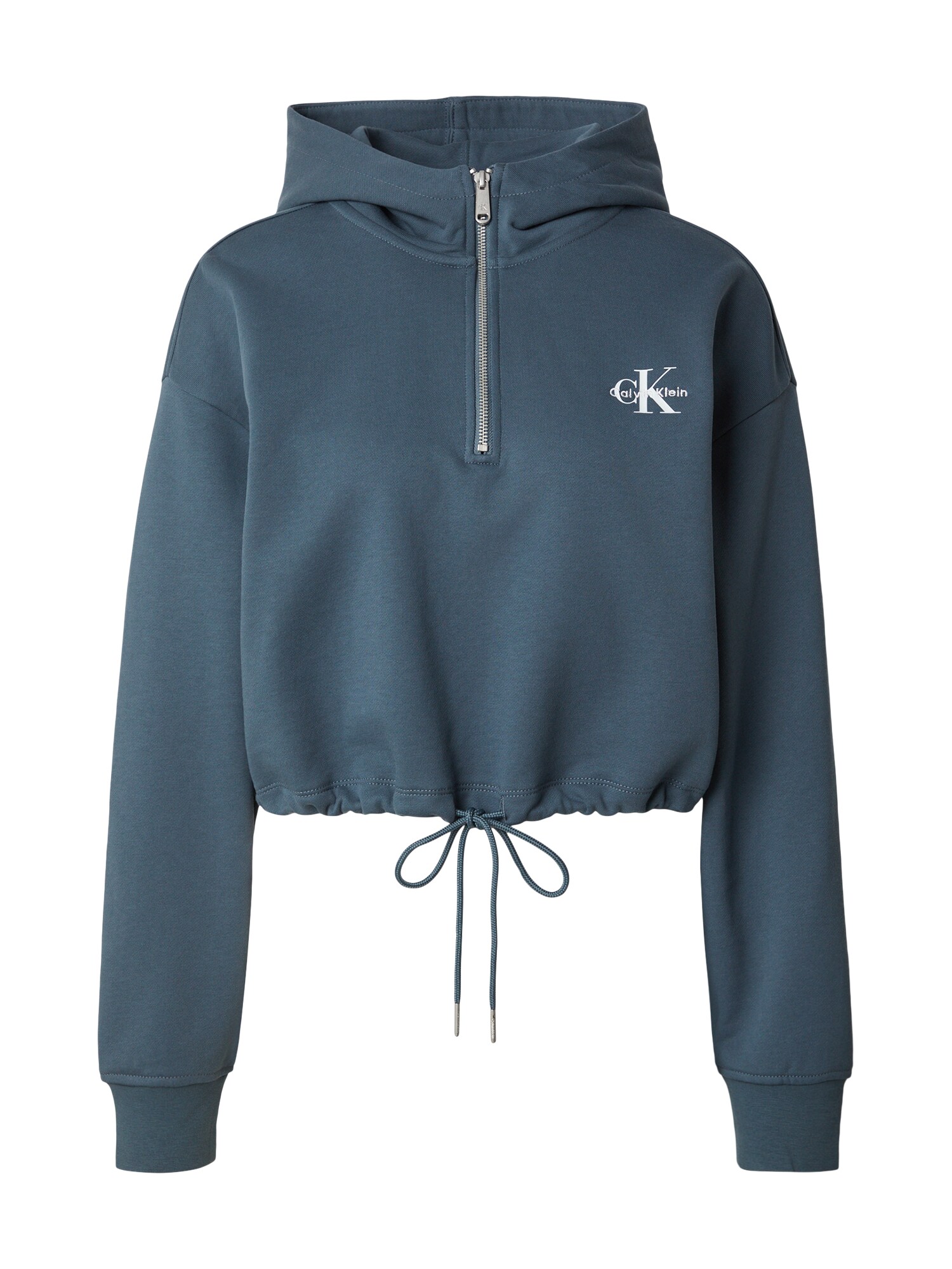 Calvin Klein Jeans Bluză de molton  albastru fumuriu / alb