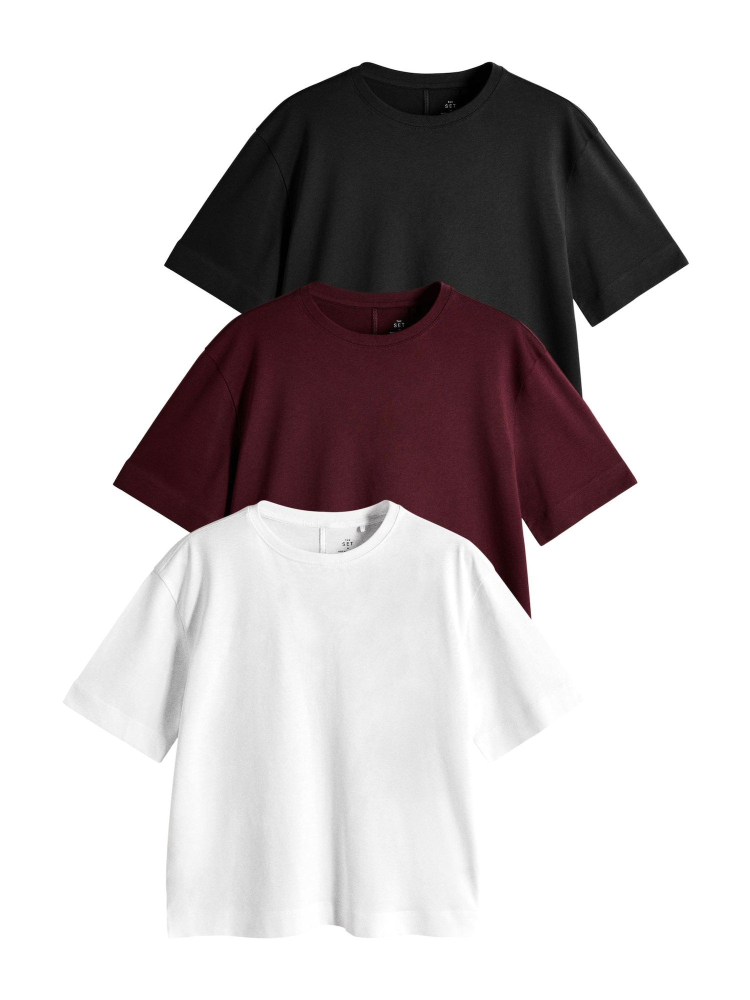 The Set Tricou roşu închis / negru / alb