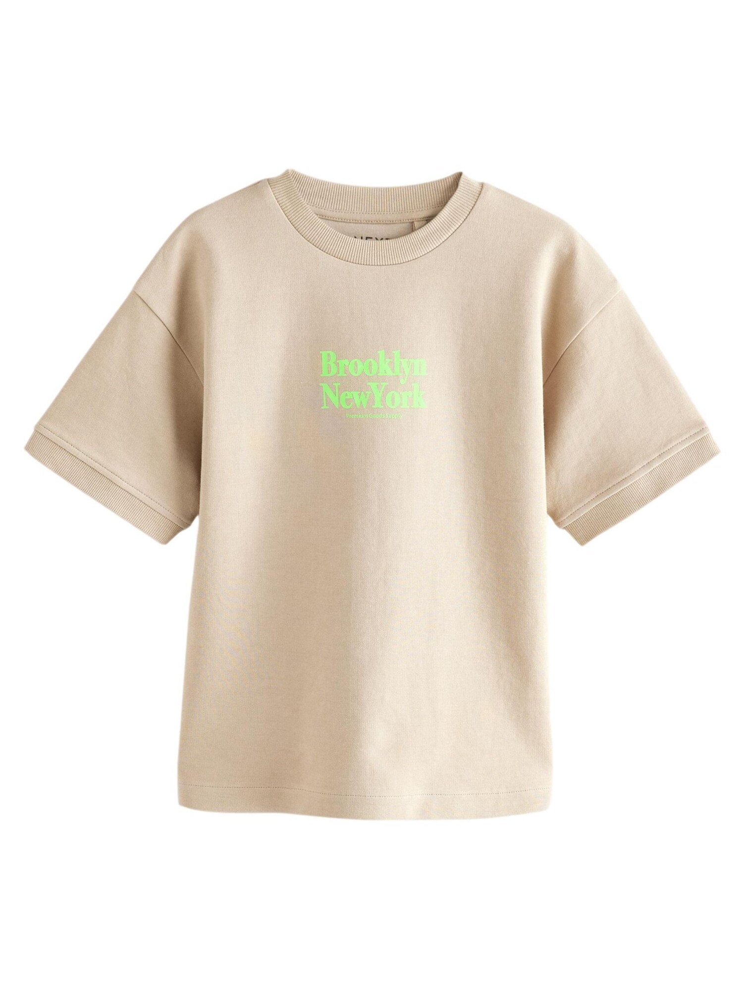 Next Bluză de molton  bej / verde neon