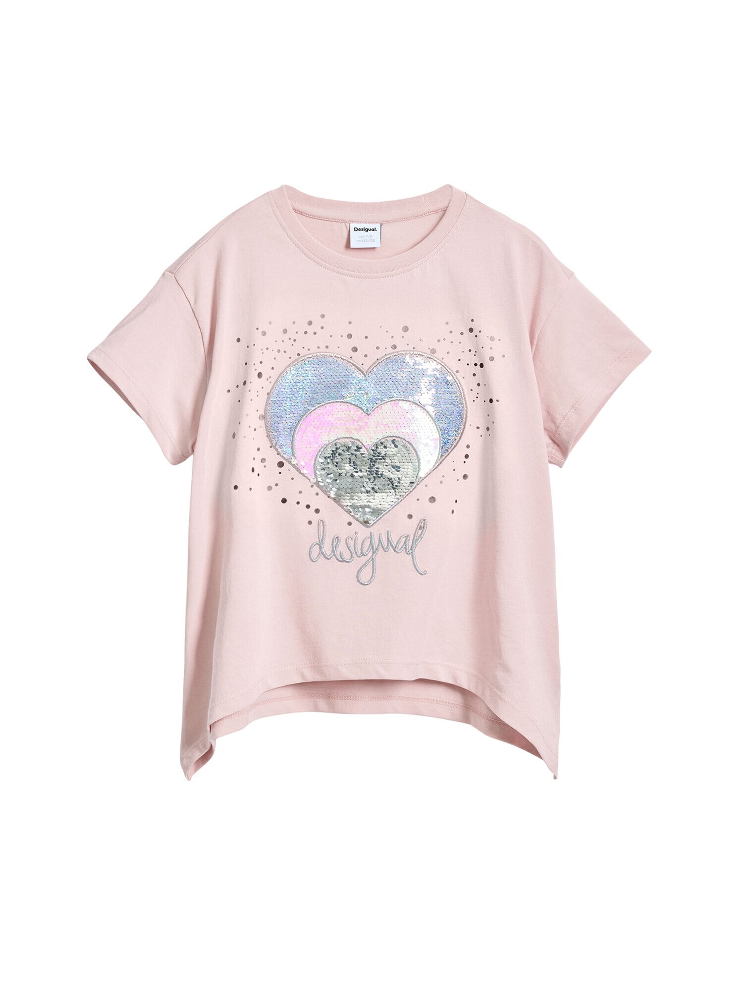 Desigual Tricou Heart strass  albastru / gri / roz / negru / alb