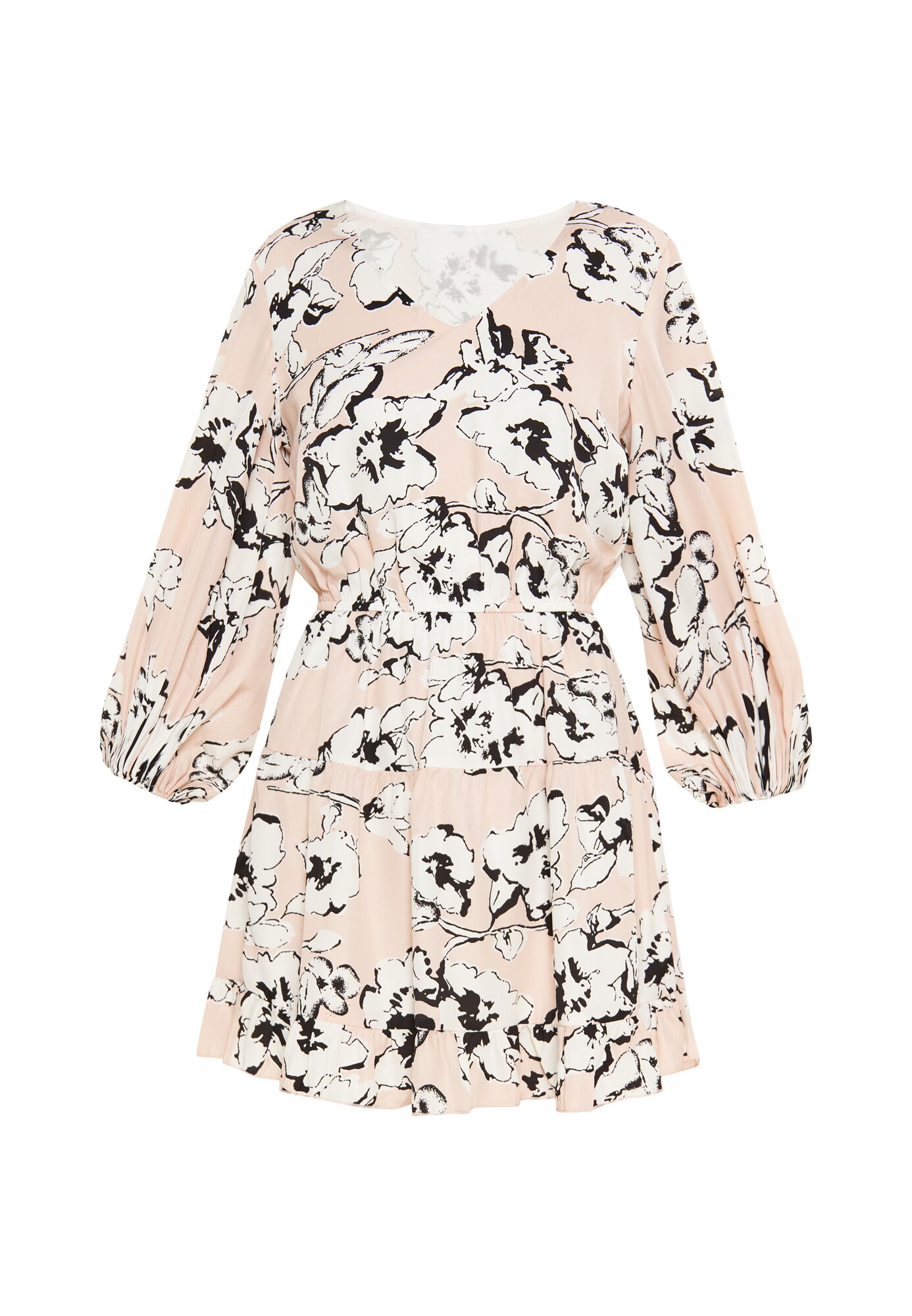 Usha Vestido  beige / negro / blanco
