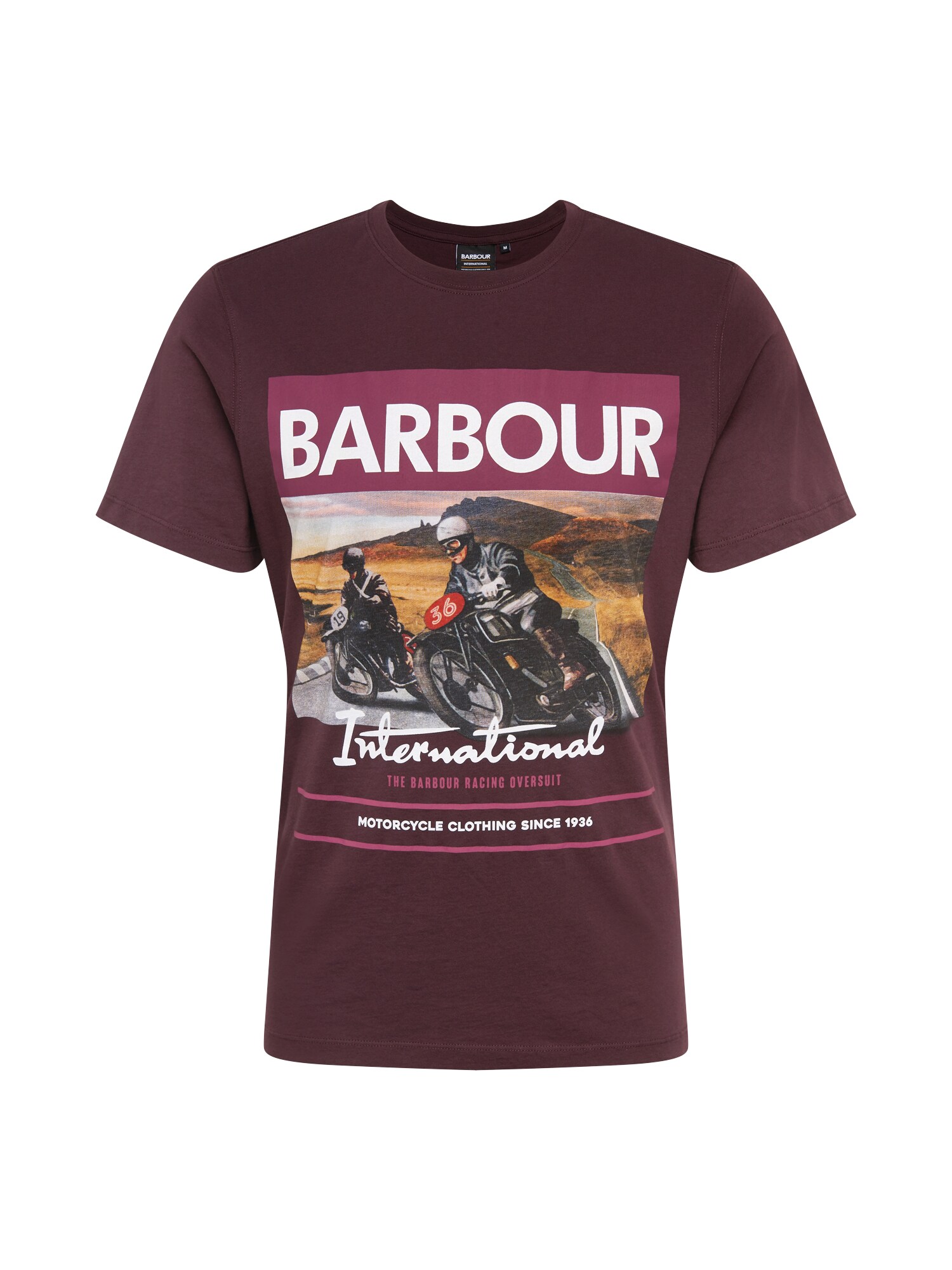 Barbour International Marškinėliai 'Racer'  burgundiško vyno spalva / vyno raudona spalva / balta / ruda / antracito