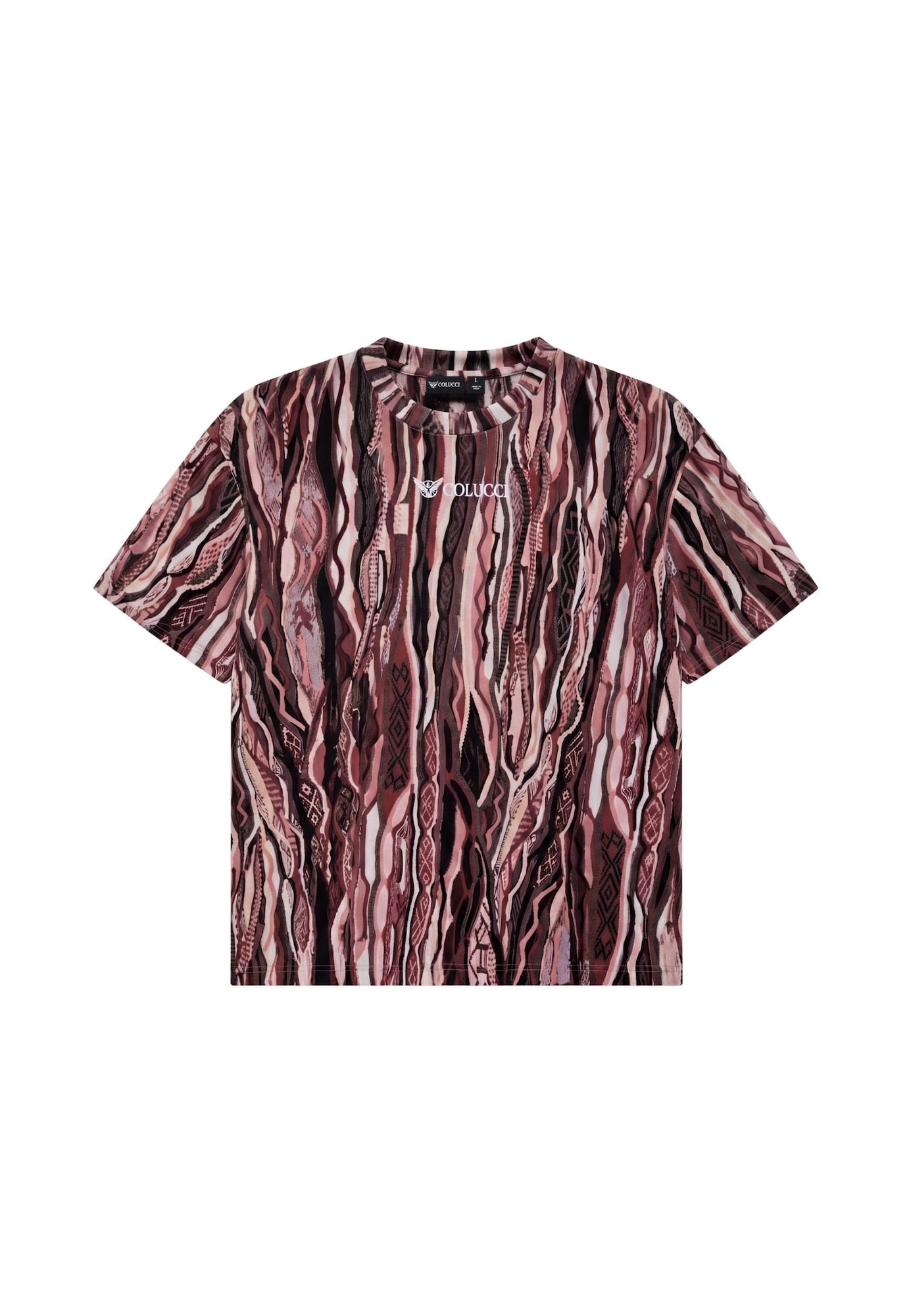 Colucci Tricou Signature maro închis / roz pal / negru / alb
