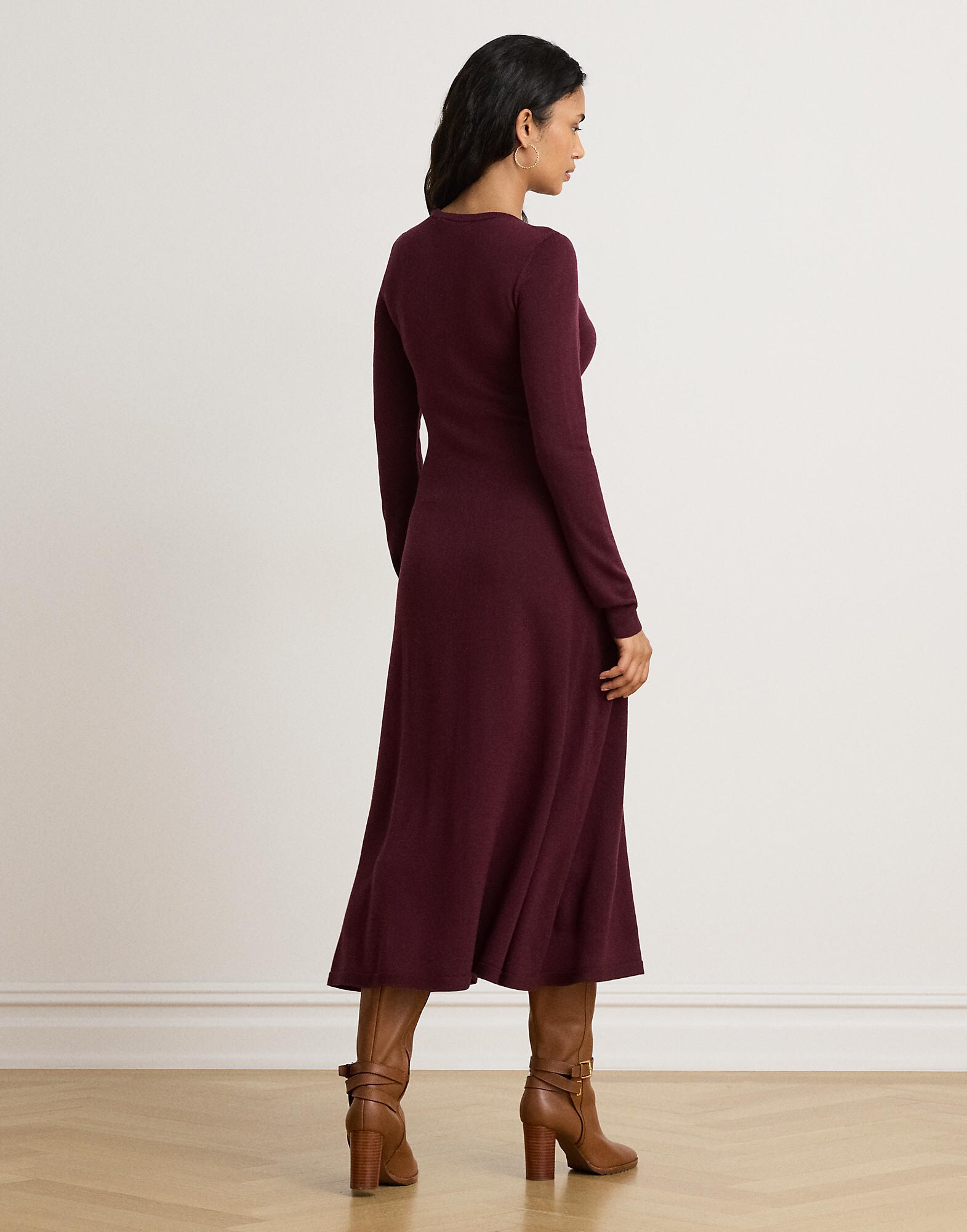 Lauren Ralph Lauren Vestido de punto rojo vino – imagen 3