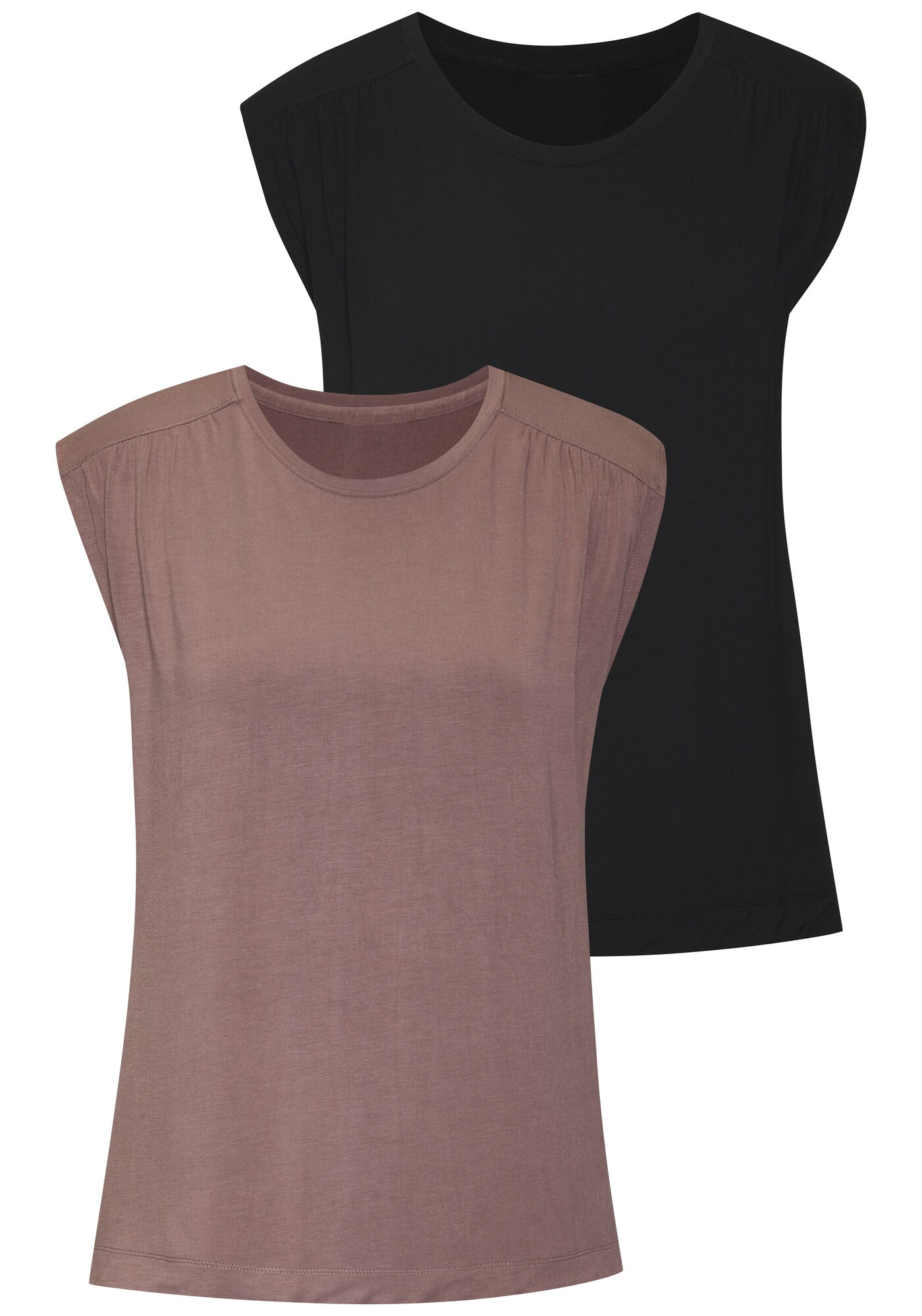 LASCANA Tricou  gri taupe / negru