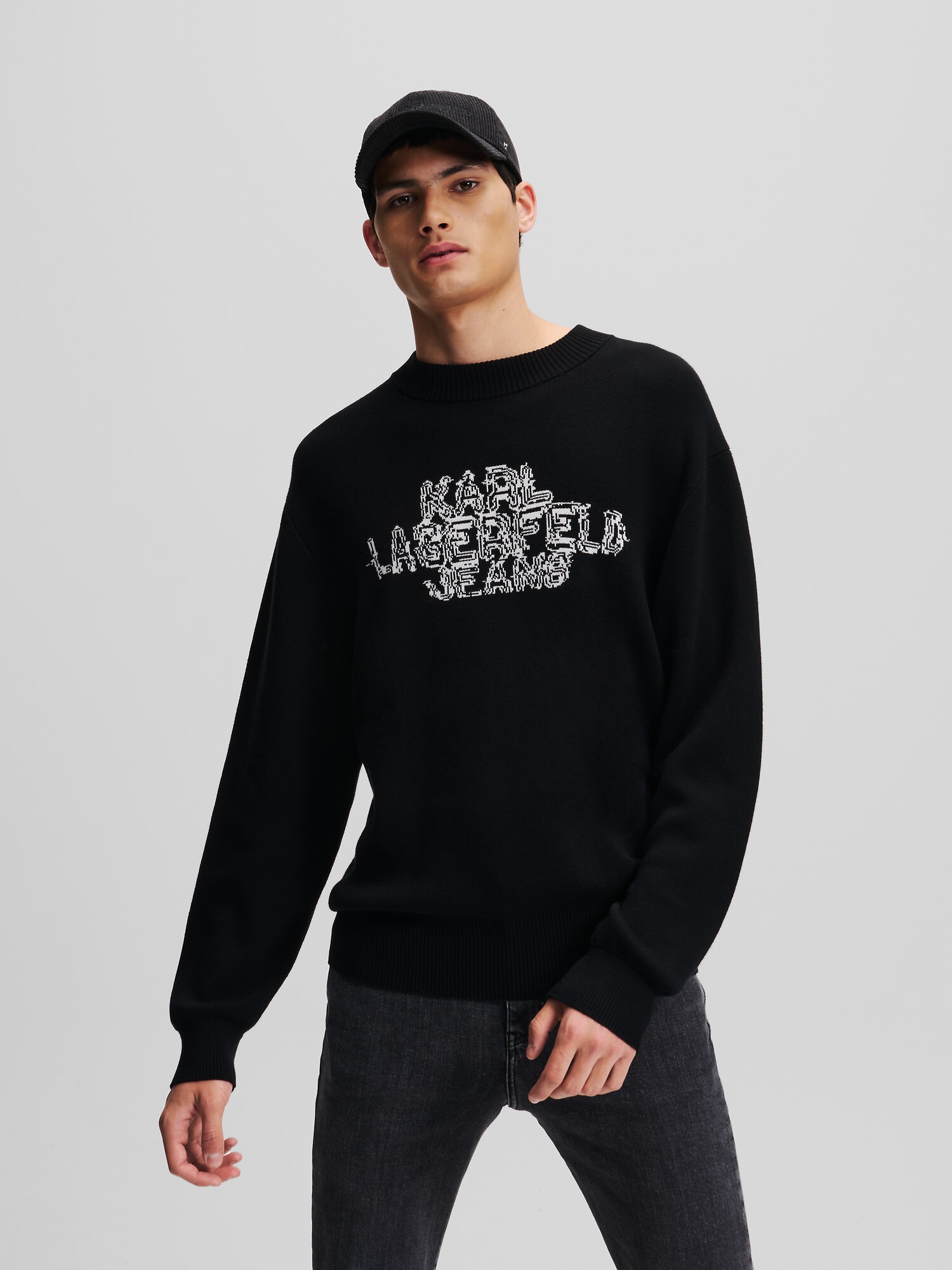 KARL LAGERFELD JEANS Pulóver  fekete / fehér termék 2. képe